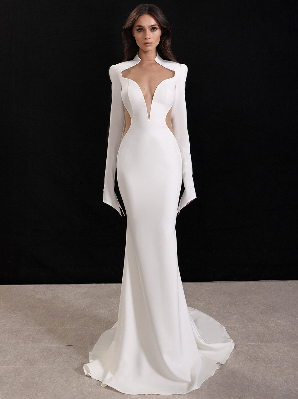 slim fit dress slacks Rina Di Montella -RD2948 Fitted Crepe Sweetheart Long Dress main image 1