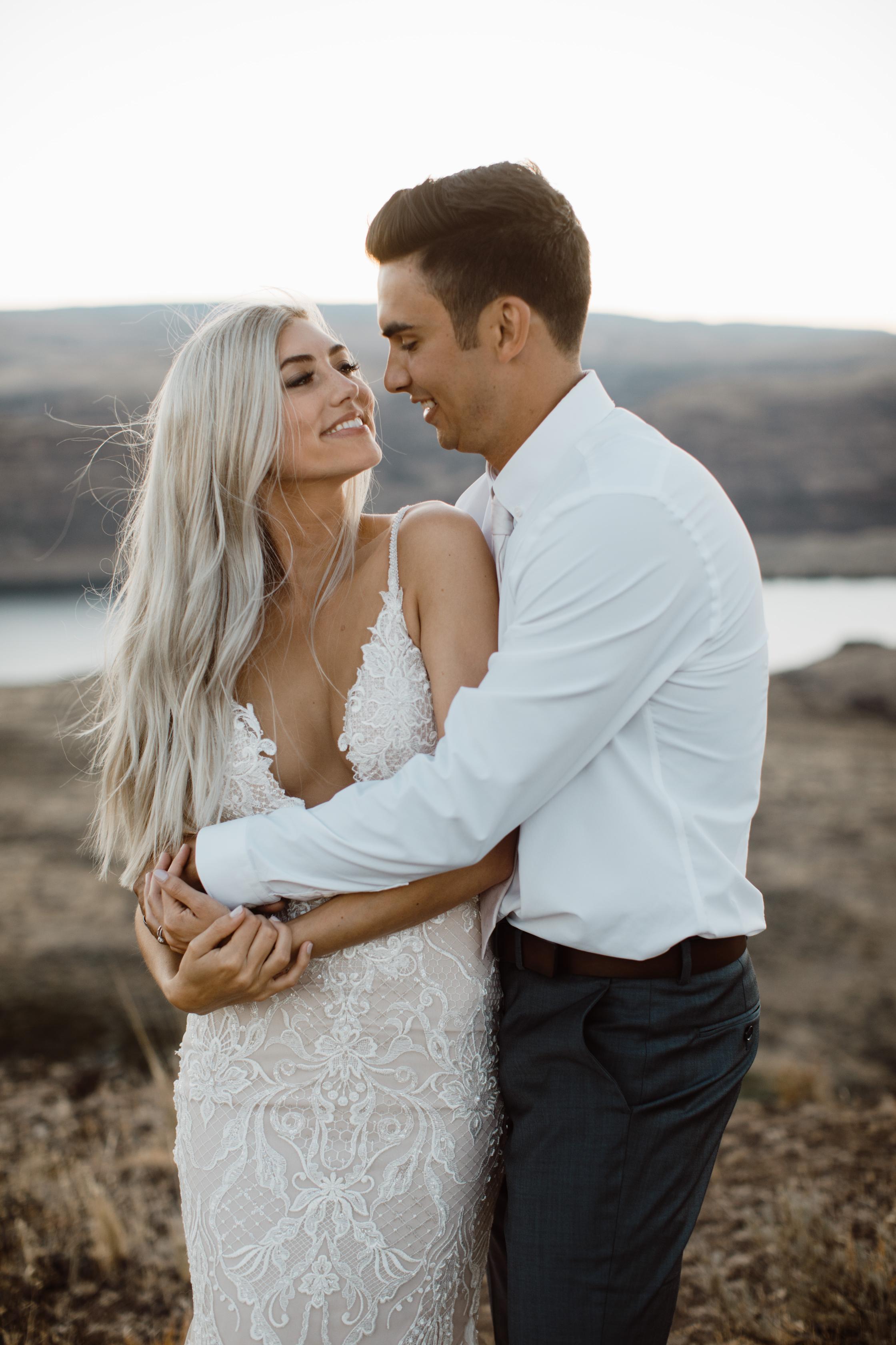 GL Bride Of The Week Taina wearing our GALA 708 with her husband