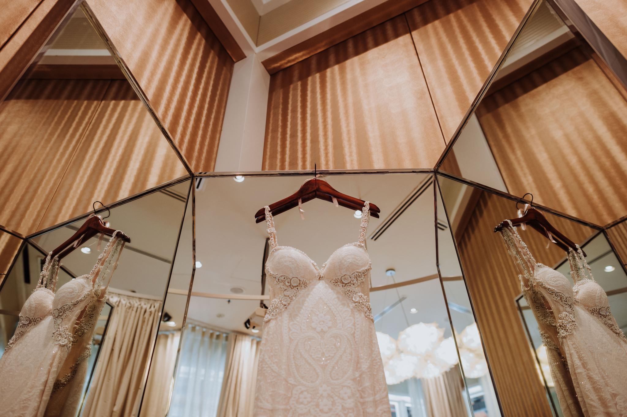 Norma gown by Galia Lahav hanging up