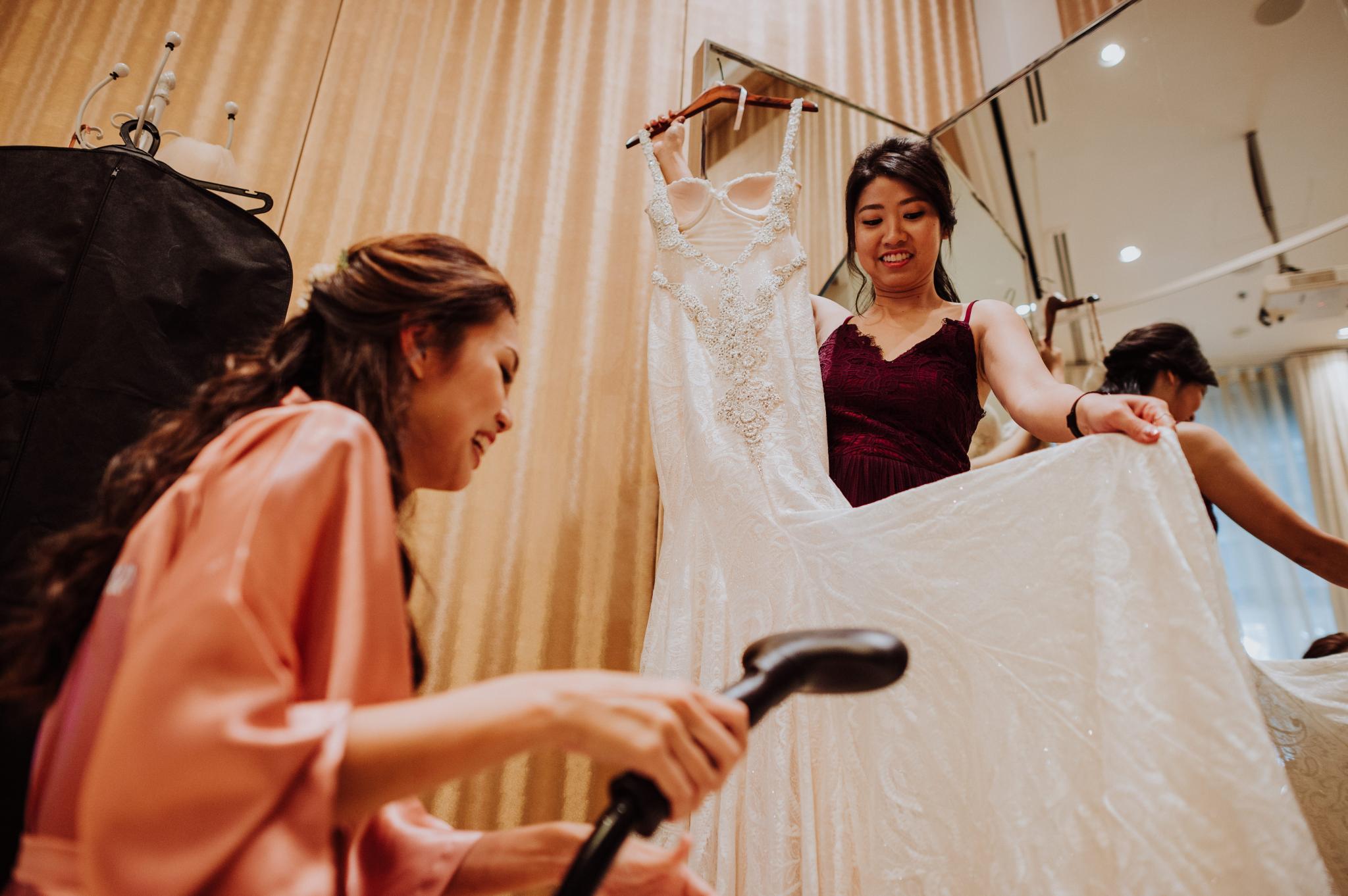 Women getting ready for the wedding