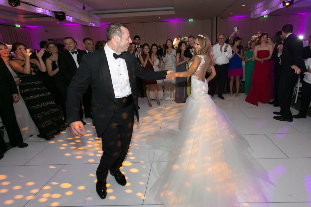 GL Bride Emma wearing the Loretta dancing with her groom