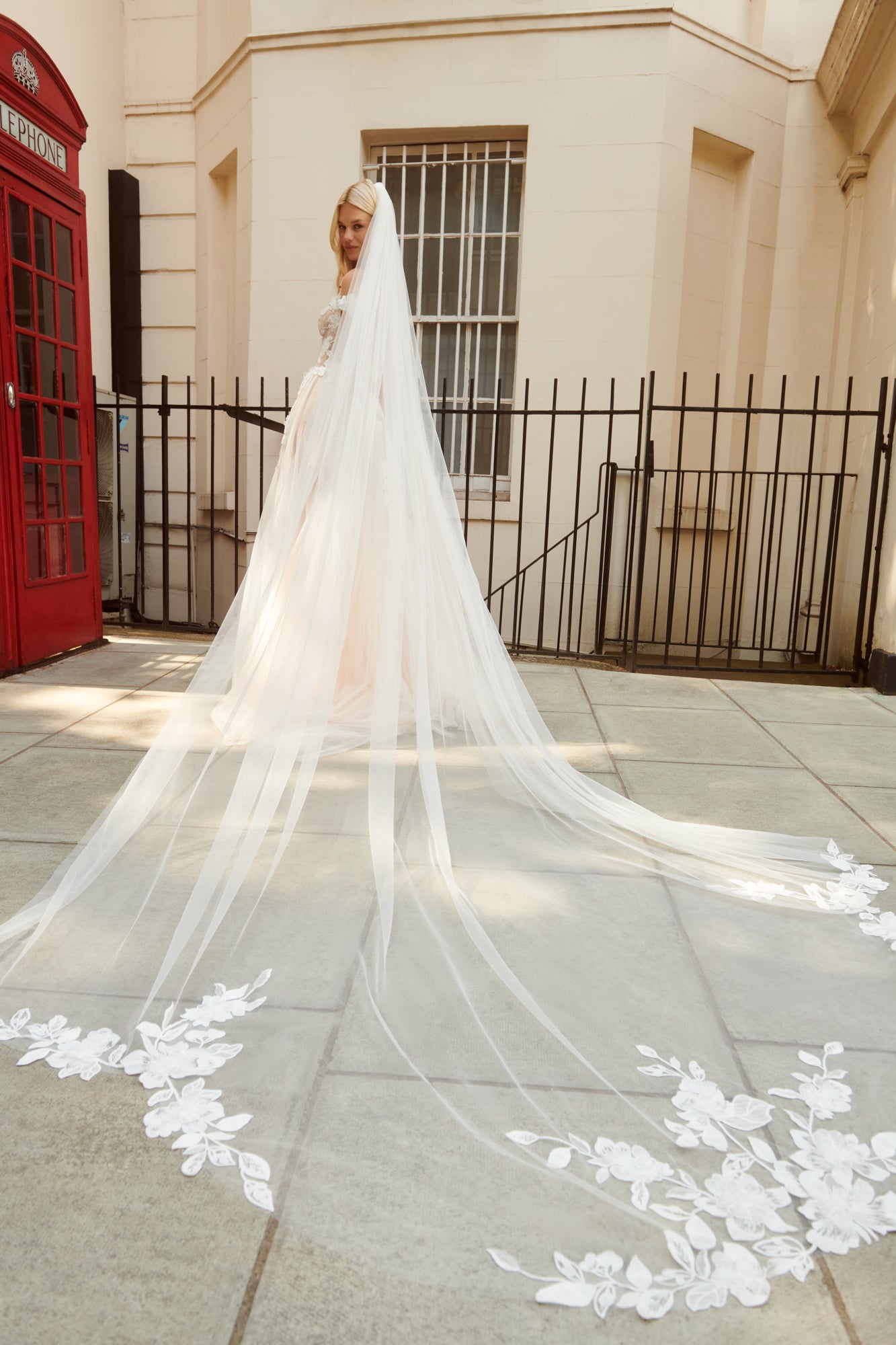 Demi Veil | Cathedral Length Floral Lace Applique Veil