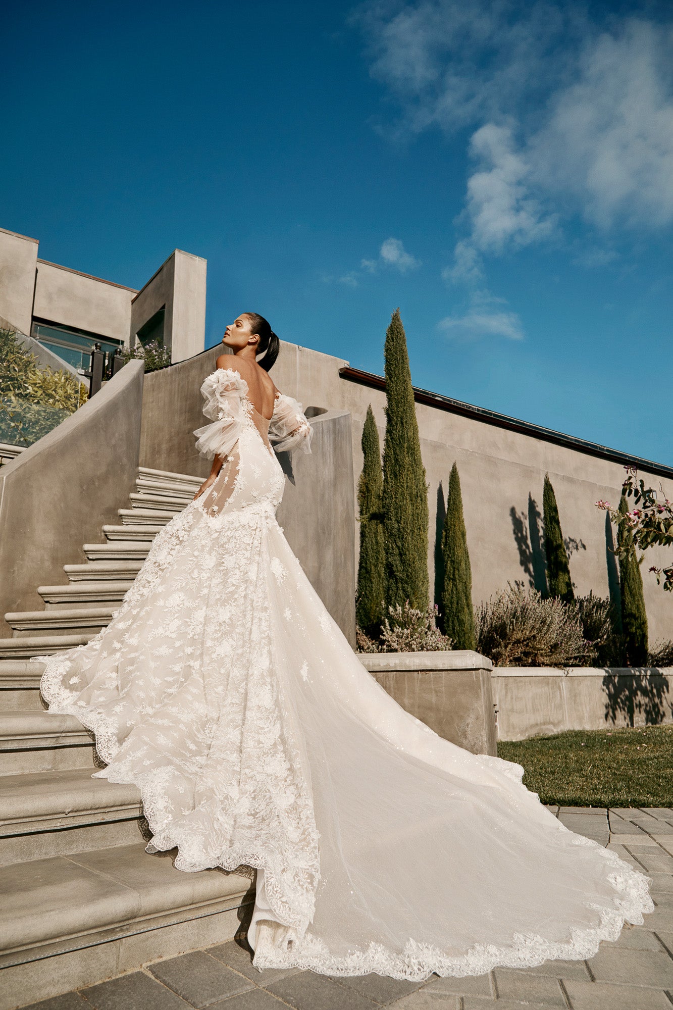 Denise | Romantic Embroidered Lace Tulle Mermaid Wedding Dress Denise | Romantic Embroidered Lace Tulle Mermaid Wedding Dress