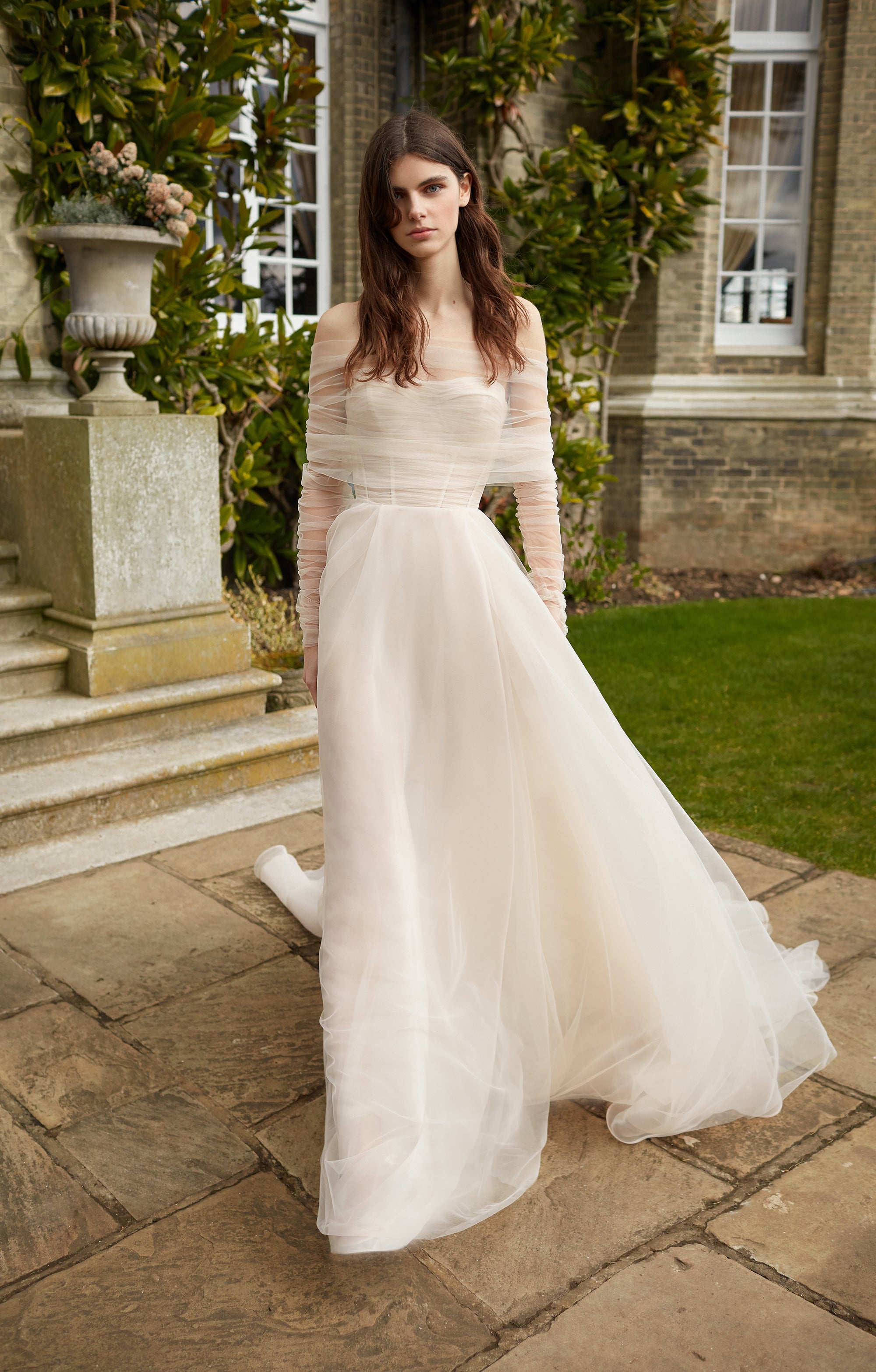 G-501 Silk Tulle Strapless Wedding Dress