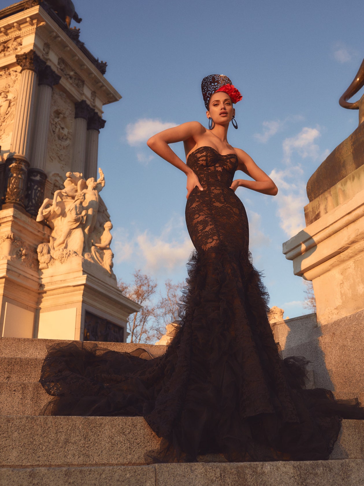 Fuego | Black French lace Mermaid Wedding Gown Fuego | Black French lace Mermaid Wedding Gown
