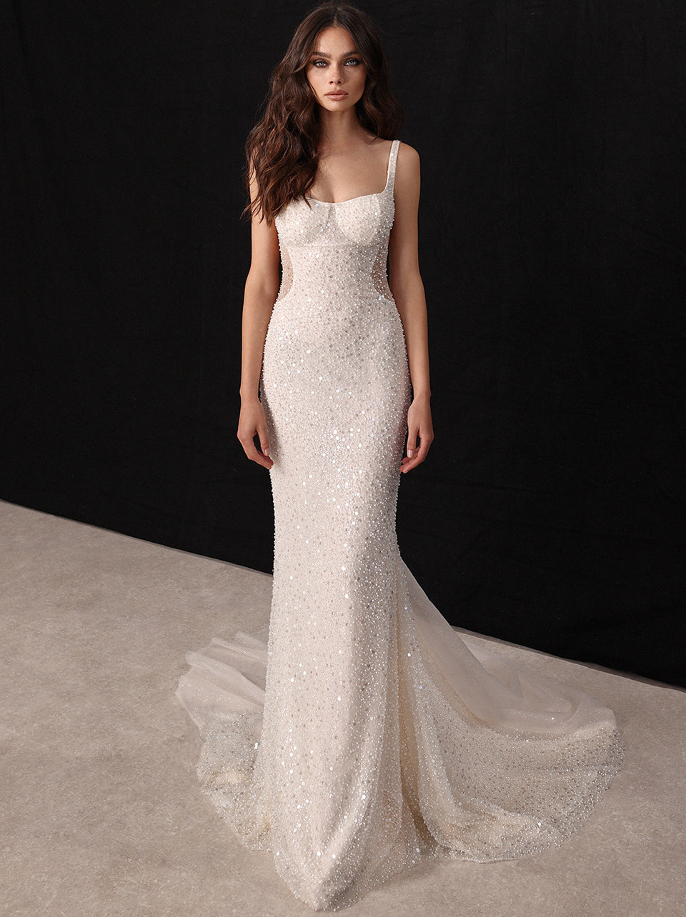 Jay | Beaded Spaghetti Strap Fitted Wedding Dress Jay | Beaded Spaghetti Strap Fitted Wedding Dress