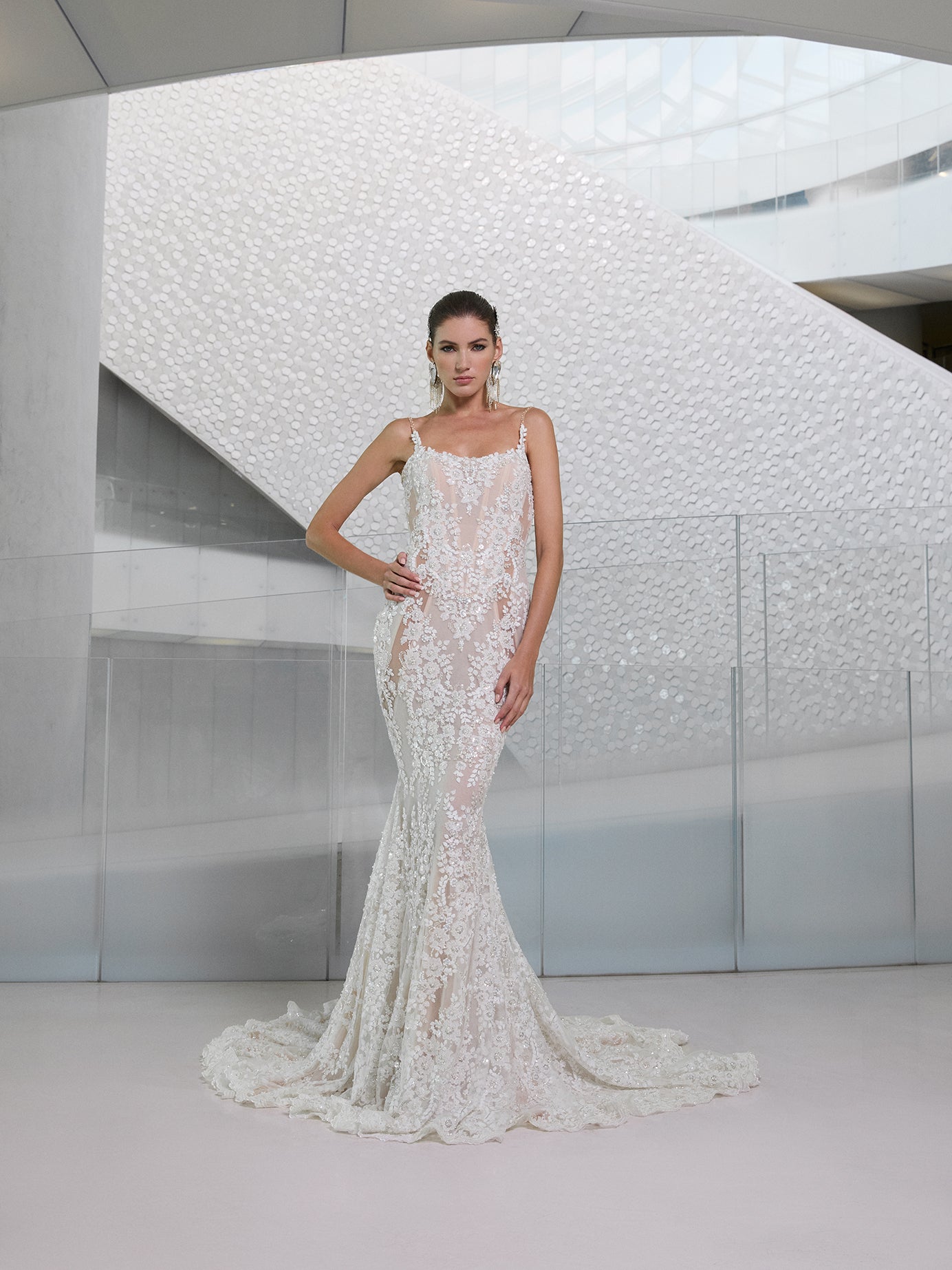 Magnifique | Square Neck Sparkly Mermaid Wedding Dress Magnifique | Square Neck Sparkly Mermaid Wedding Dress