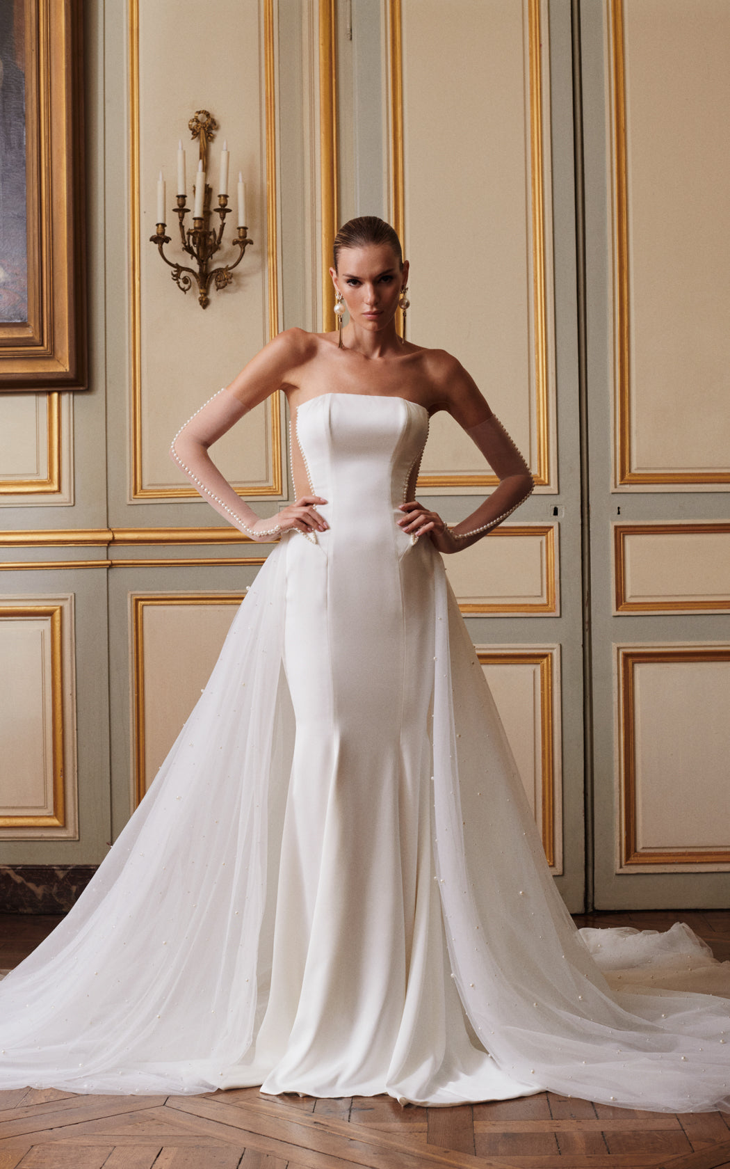 Blanche | Strapless Pearl Embellished Wedding Dress Blanche | Strapless Pearl Embellished Wedding Dress