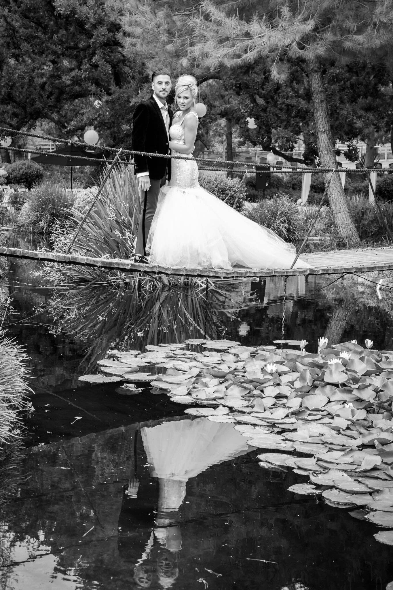 Abbi Cooperman in Galia Lahav Suzanne with her husband 