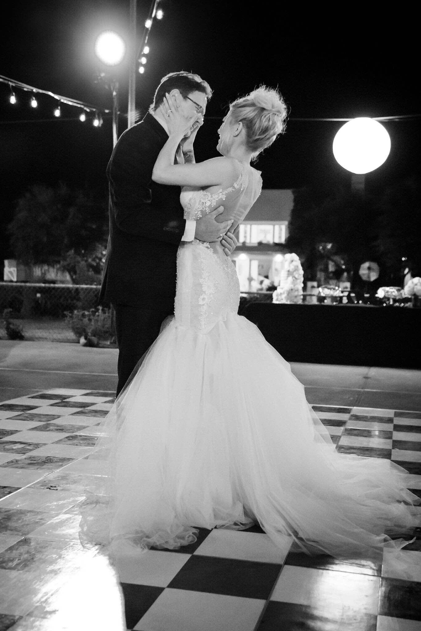 Abbi Cooperman in Galia Lahav Suzanne with her father on the dance floor
