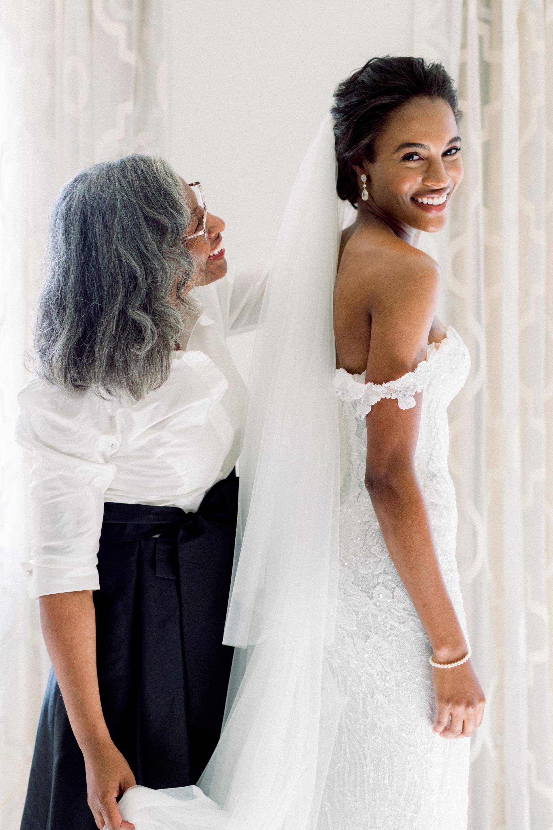 Olivia Mangrum's wedding day in Galia Lahav Inez gown