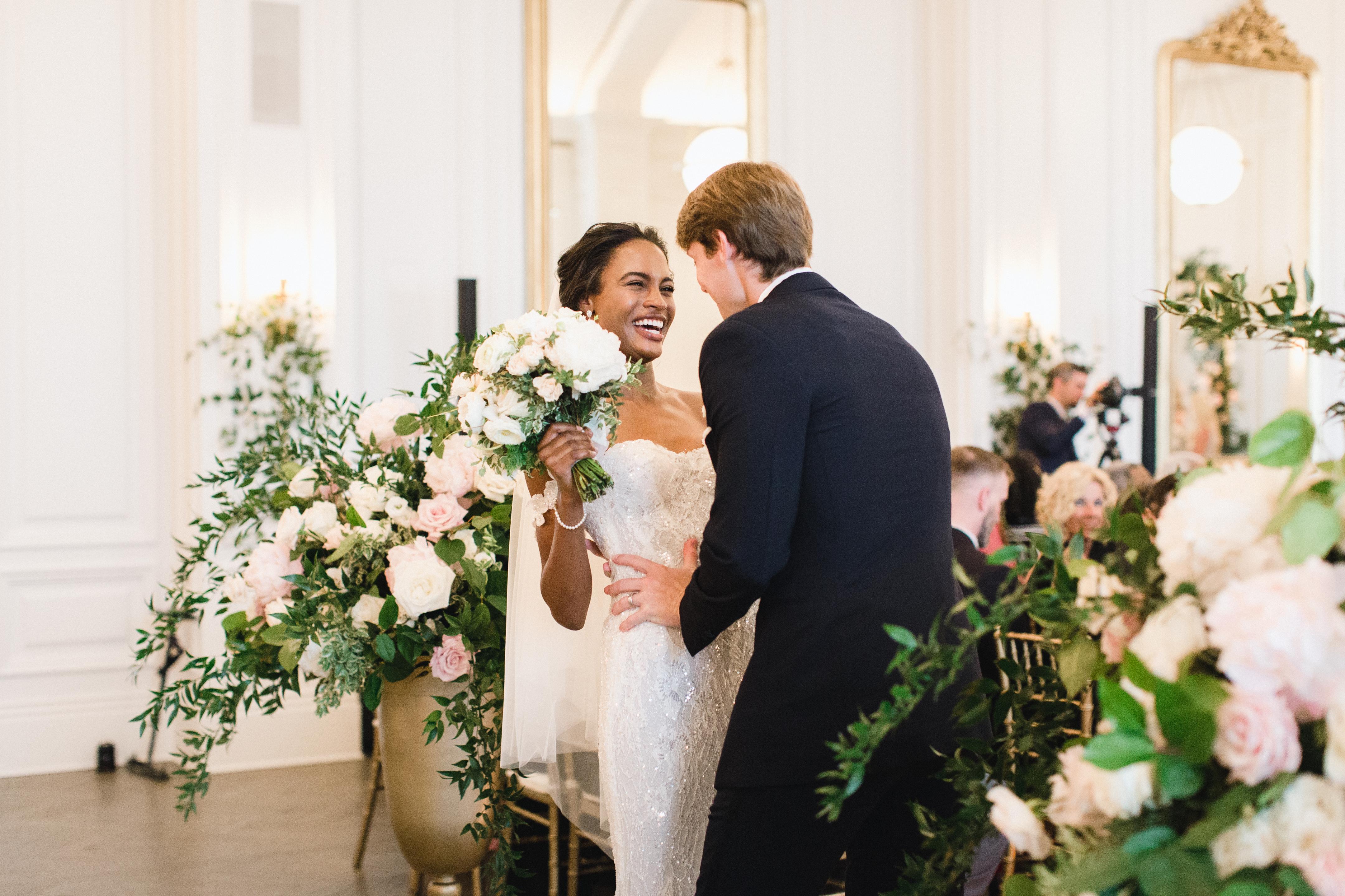 Olivia Mangrum's wedding day in Galia Lahav Inez gown