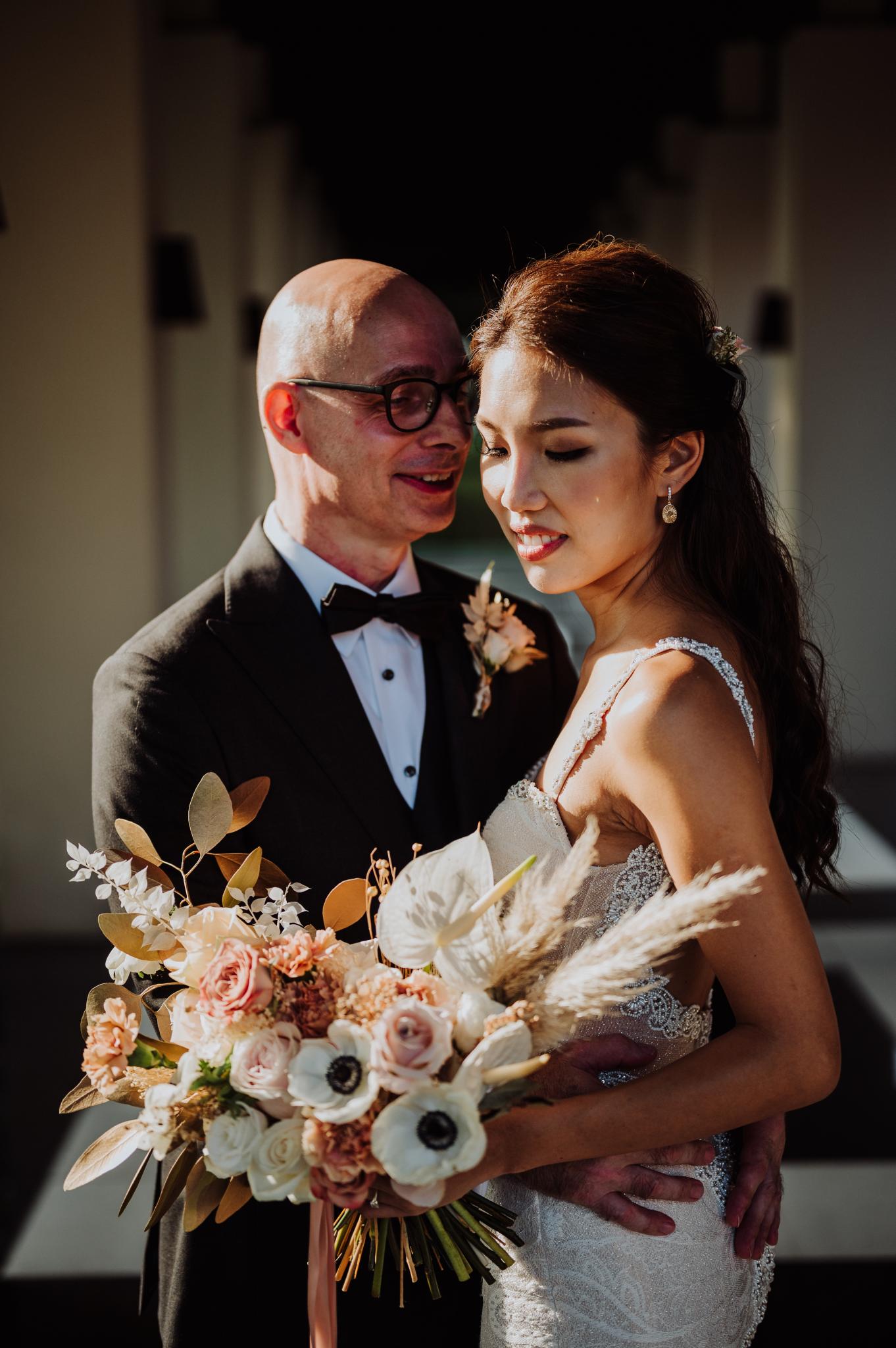 Trixie wearing Galia Lahav's Norma with her husband Steve Shaw