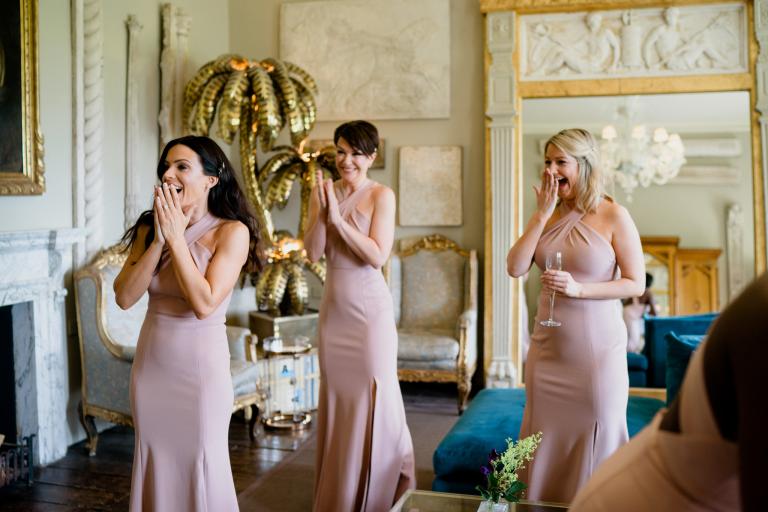 GL Bride Charlotte's bridesmaids first look with her 