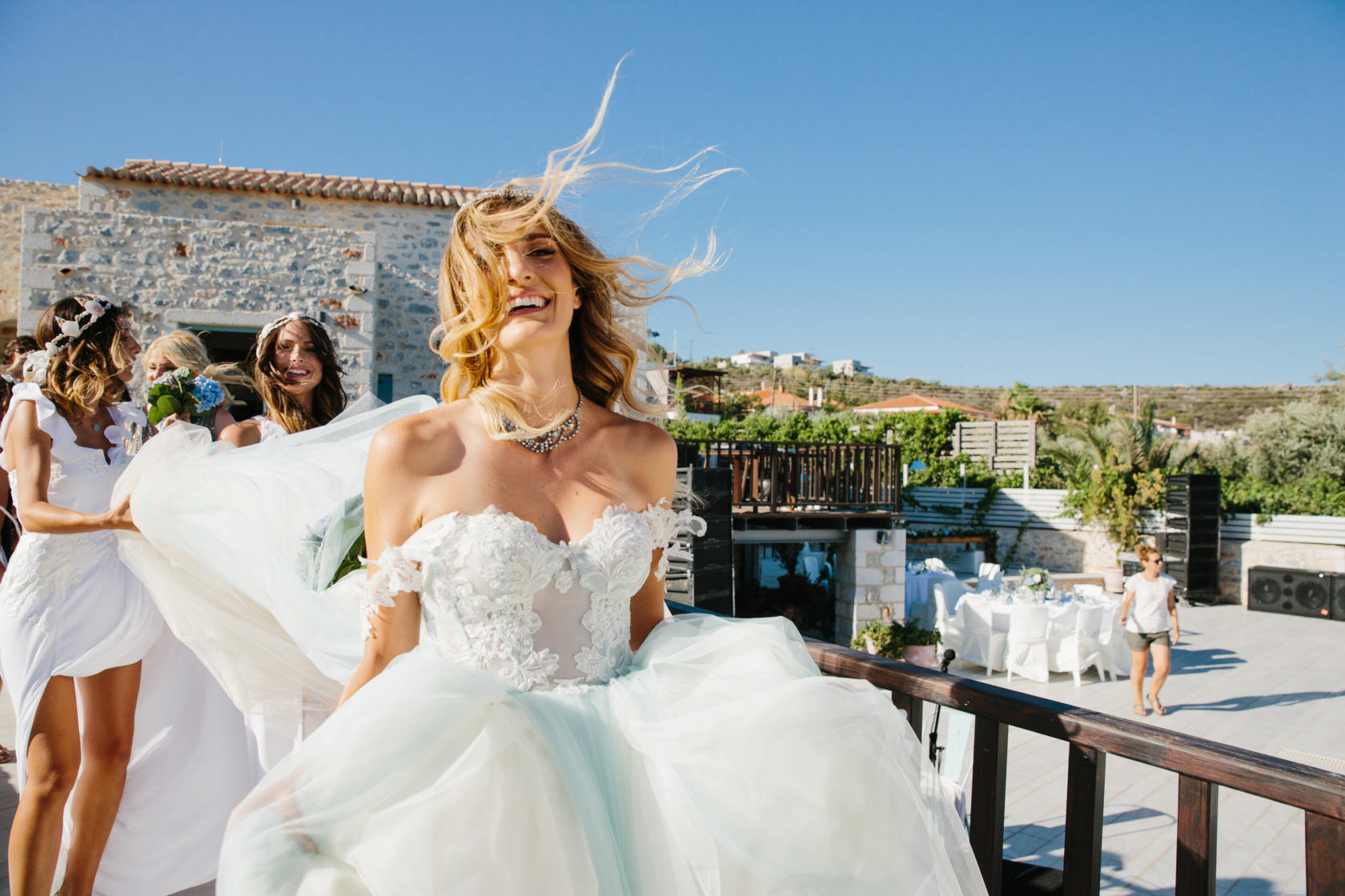 GL Bride Ariana wearing Galia Lahav's blue Cinderella gown 