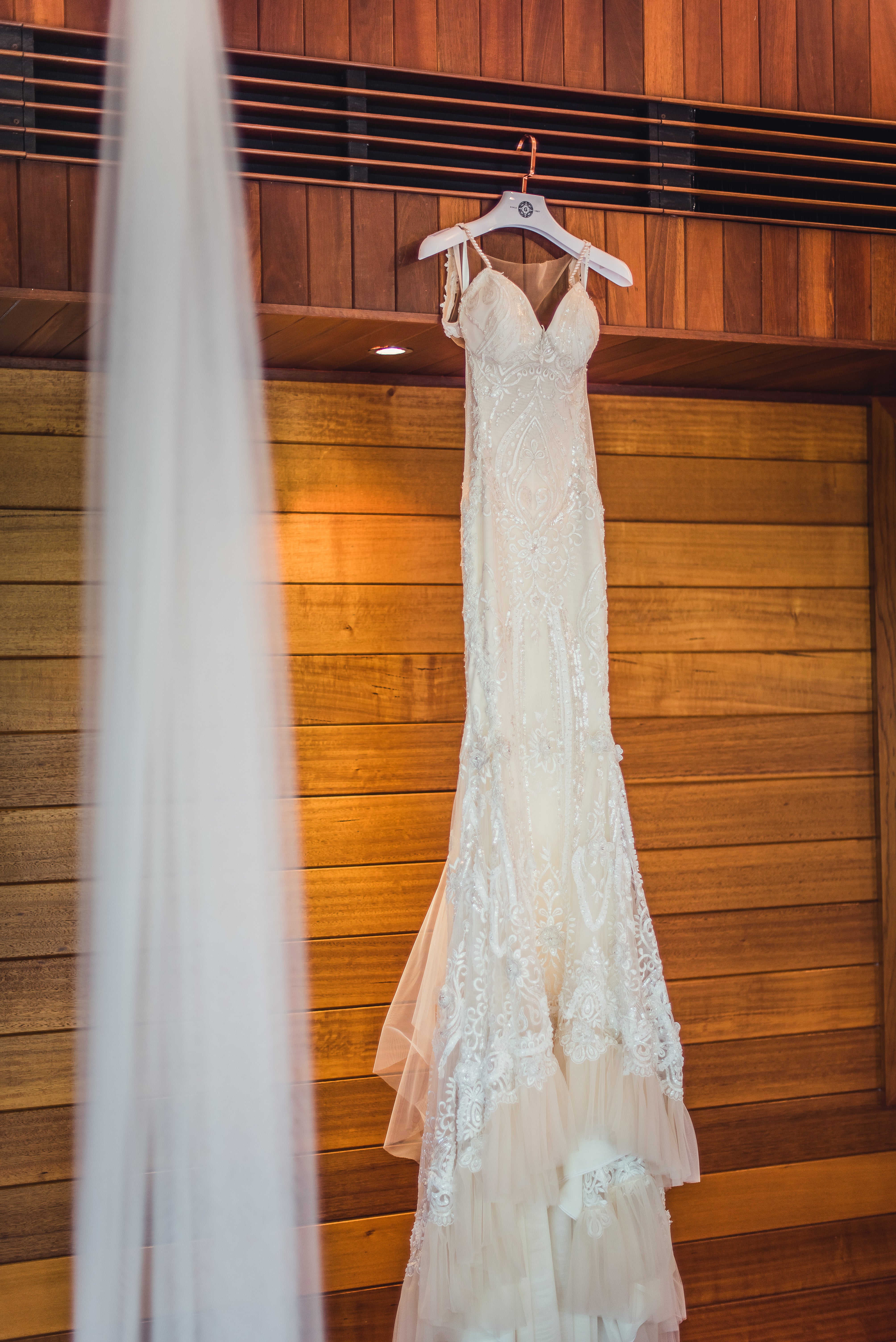 Galia Lahav Greta Garbo gown hanging up