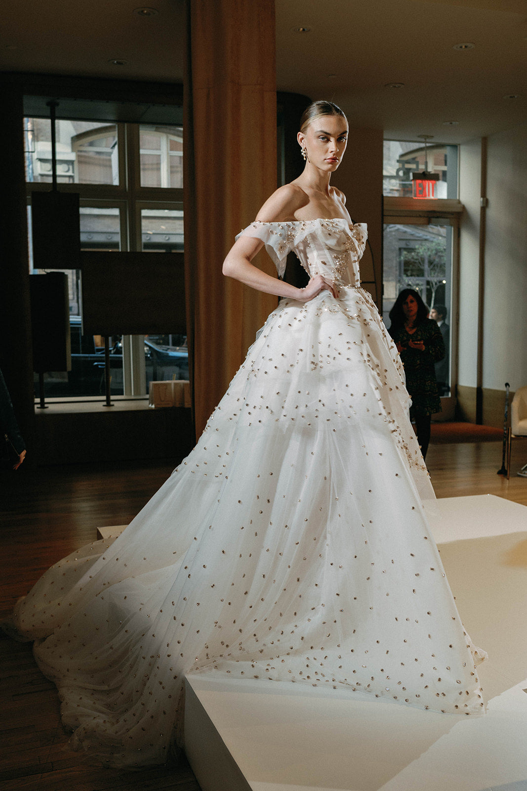 champagne dresses multi layer princess embroidered Sweetheart Glitter Tulle Ball Gown w/ Bow & Pockets