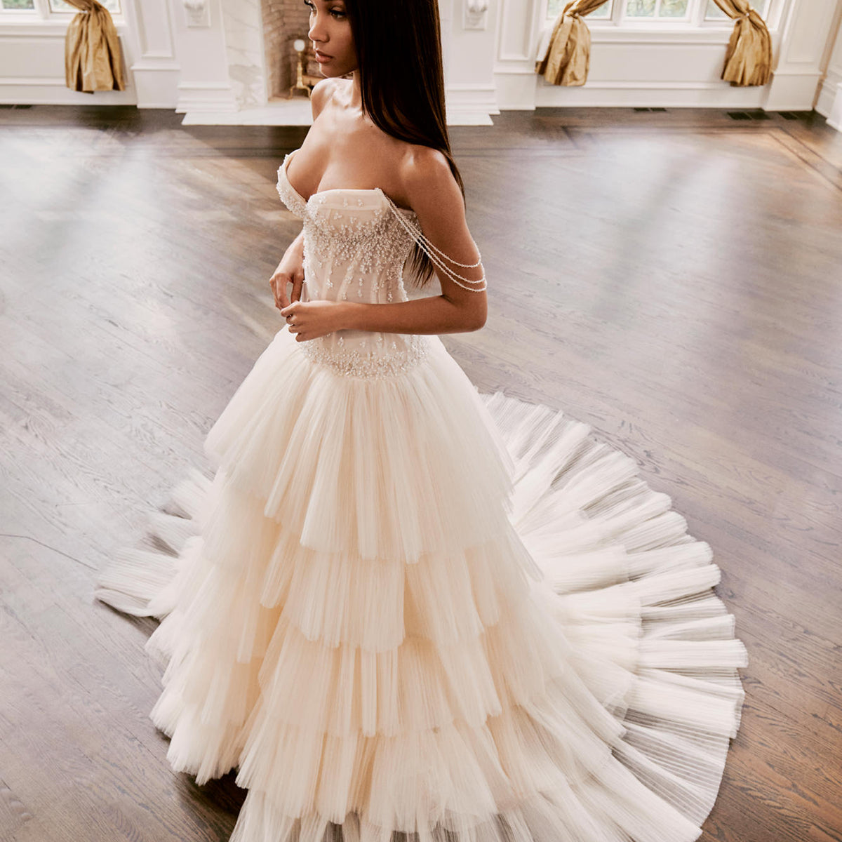 Adding Embellishments To Wedding Dress Diamond Tulle Crystal