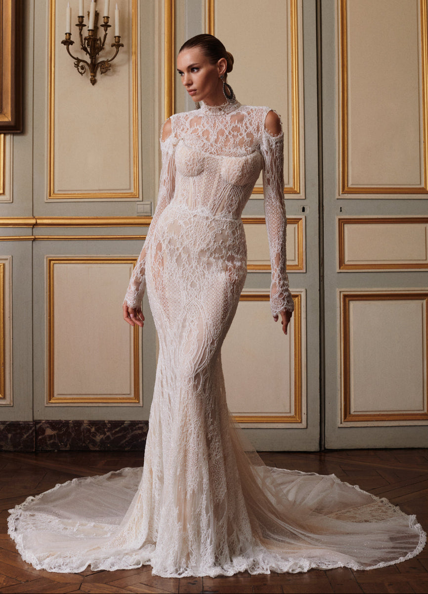lyse | High-Neck Lace Corset Mermaid Wedding Dress lyse | High-Neck Lace Corset Mermaid Wedding Dress