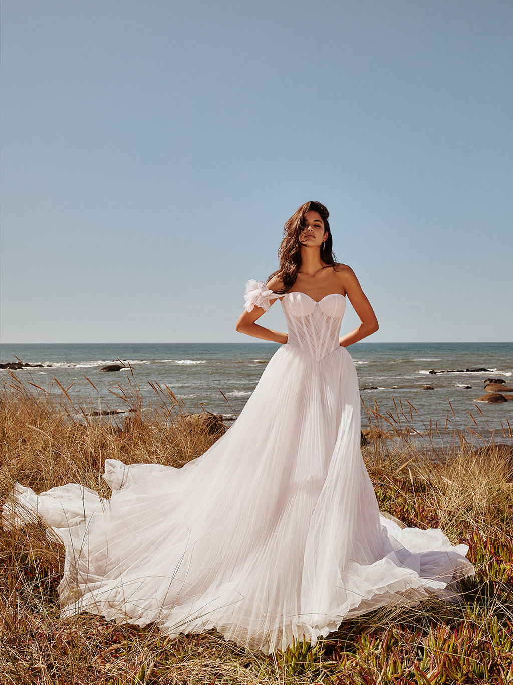 off the shoulder beaded chiffon midi dress Off-the-Shoulder Long Beaded Prom Dress with Wrap Eggplant / 16 main image 1