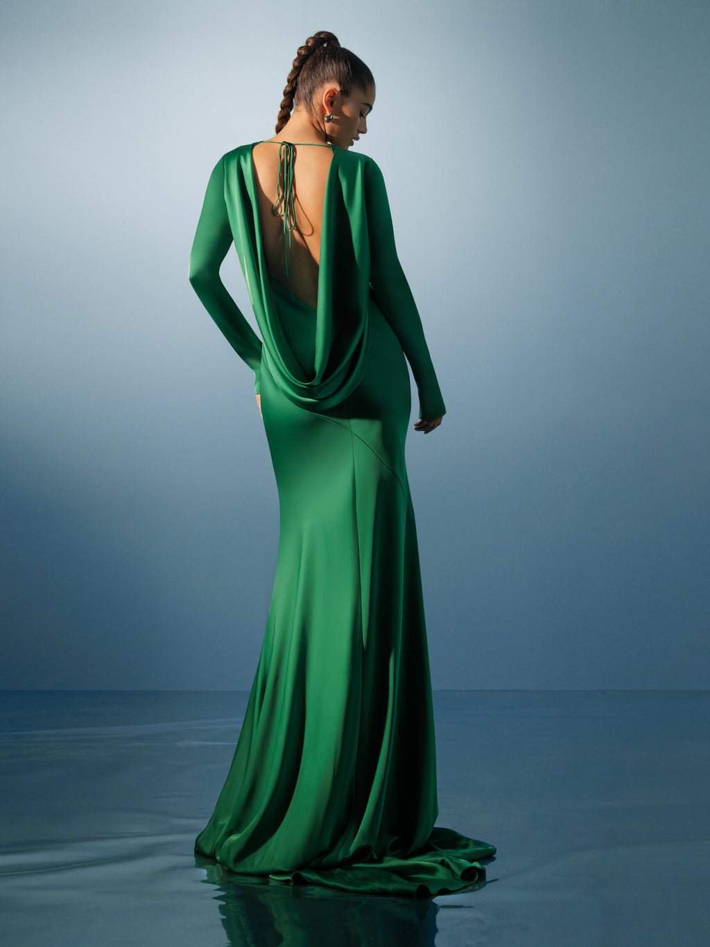 Forest Long Sleeved Green Evening Dress