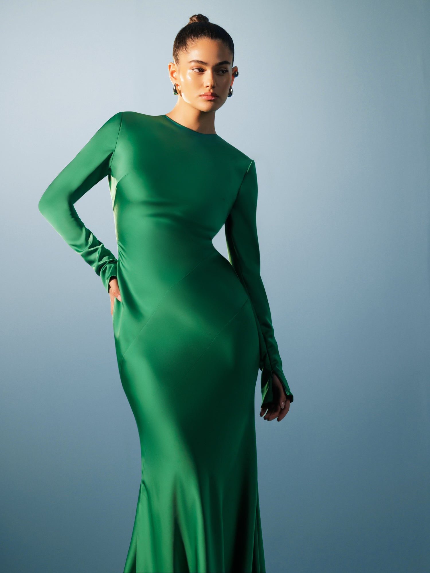 Forest | Long Sleeved Green Evening Dress Forest | Long Sleeved Green Evening Dress
