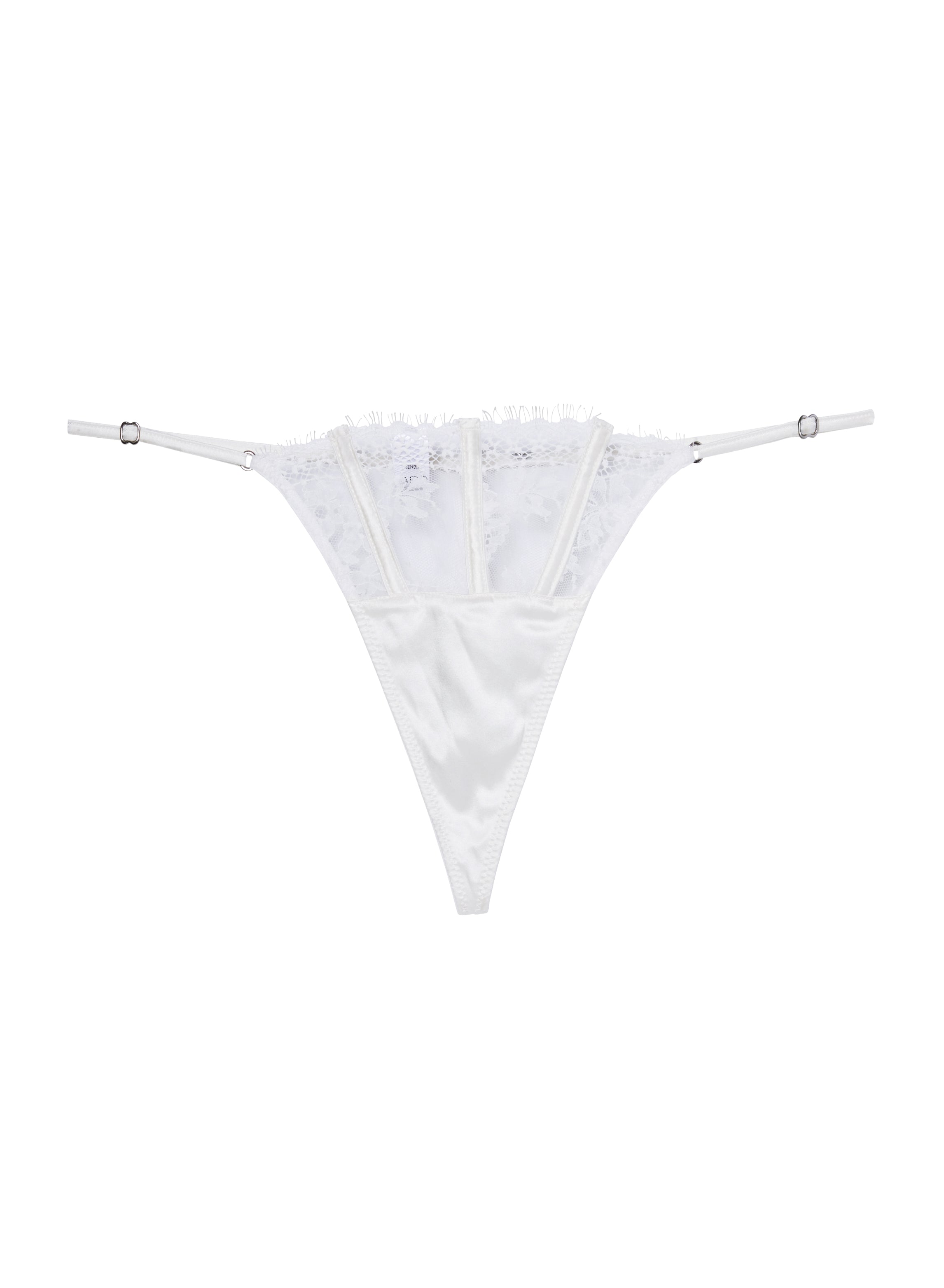 White lace thong on a white background