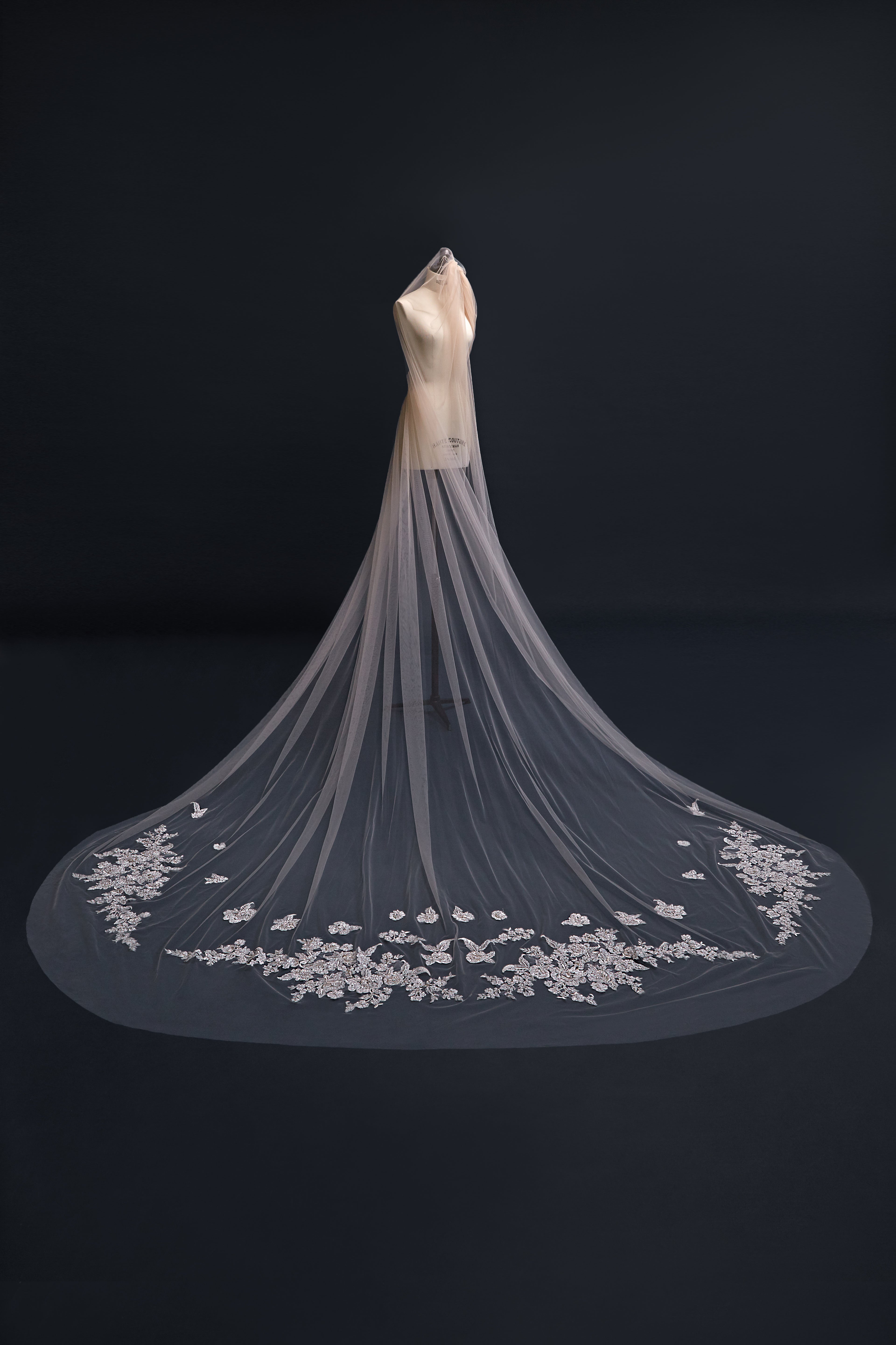 Gia Veil | Cathedral Length Lace Appliqué Veil