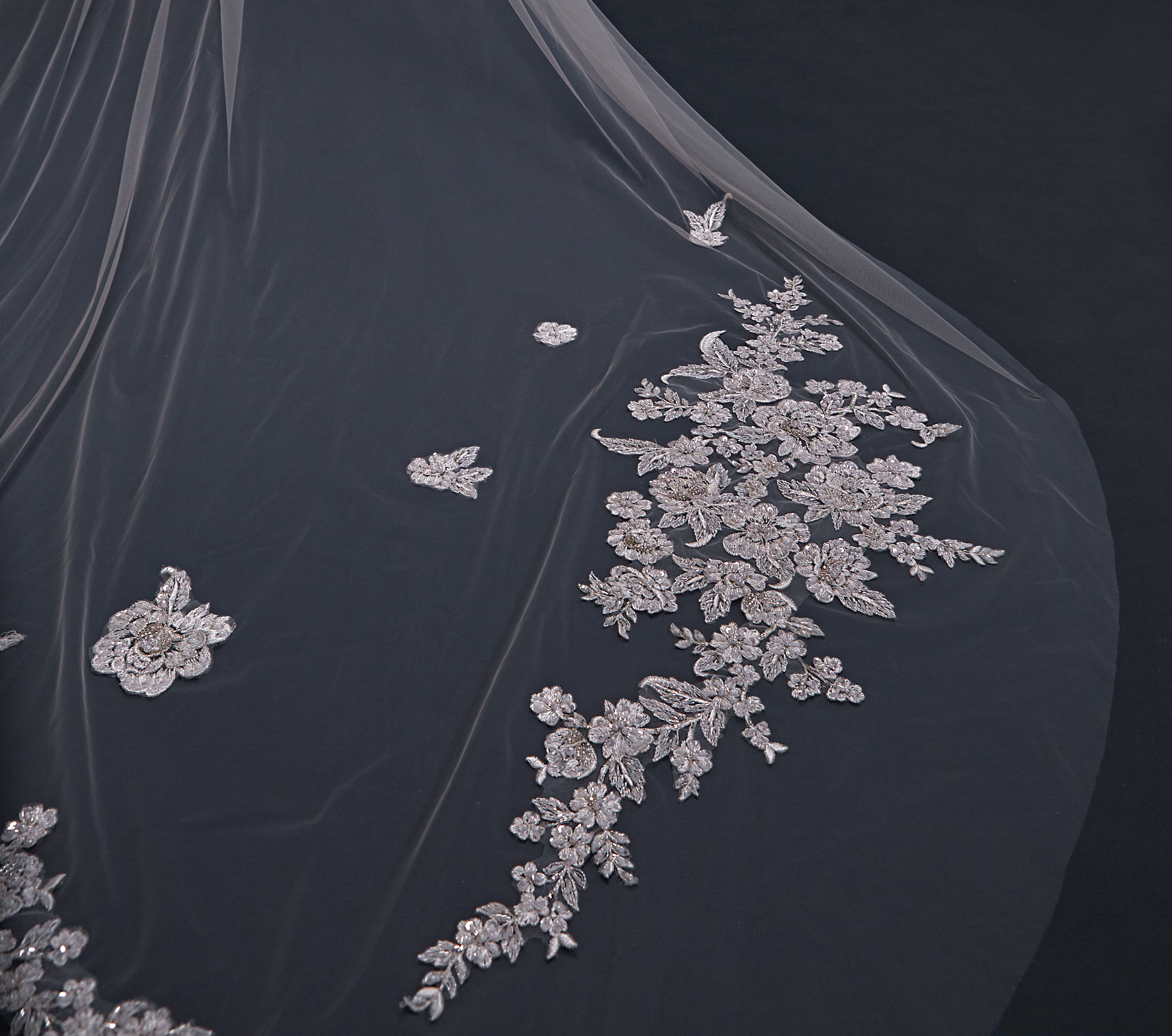 Gia Veil | Cathedral Length Lace Appliqué Veil