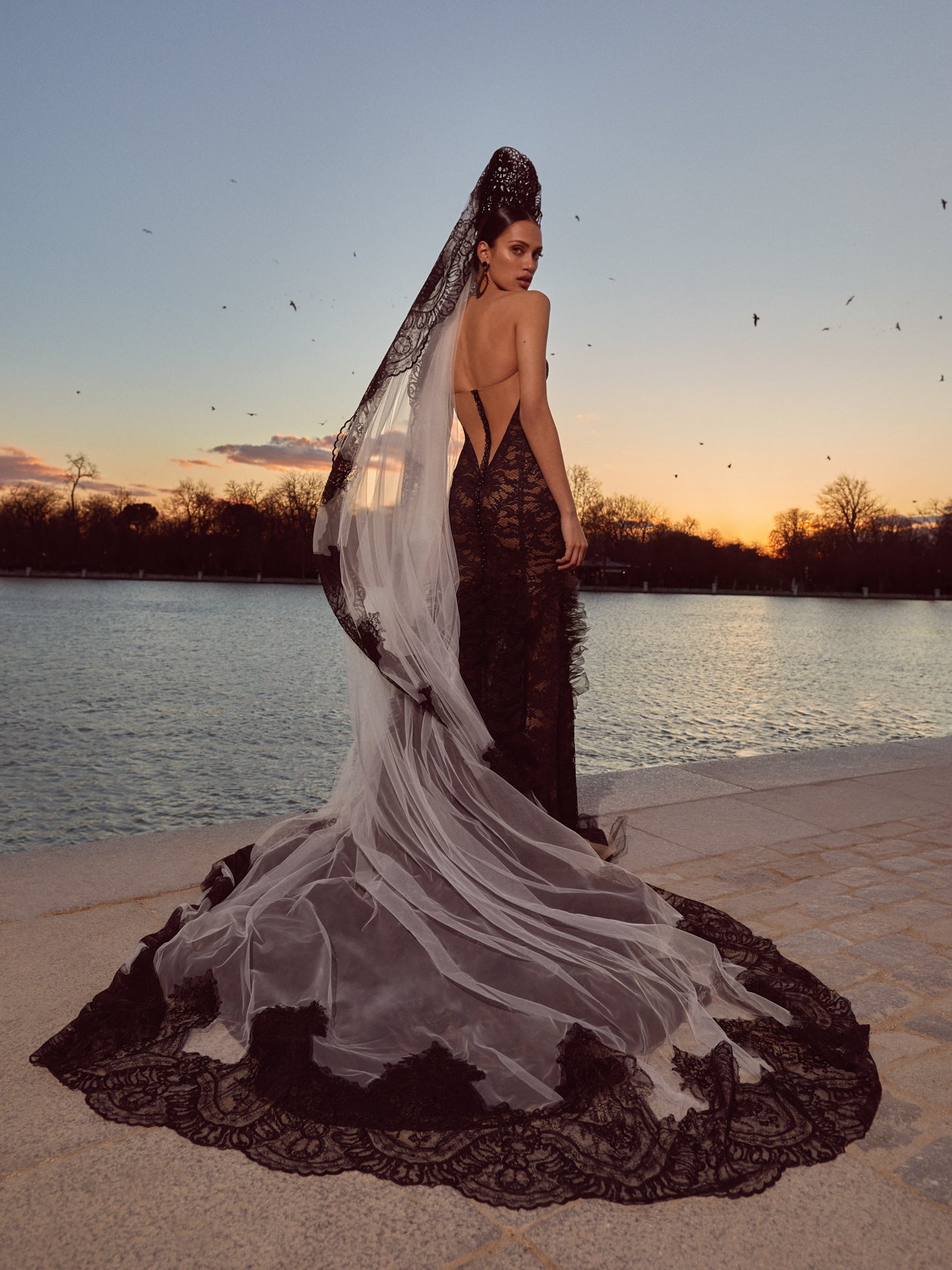 Fuego | Black French lace Mermaid Wedding Gown Fuego | Black French lace Mermaid Wedding Gown