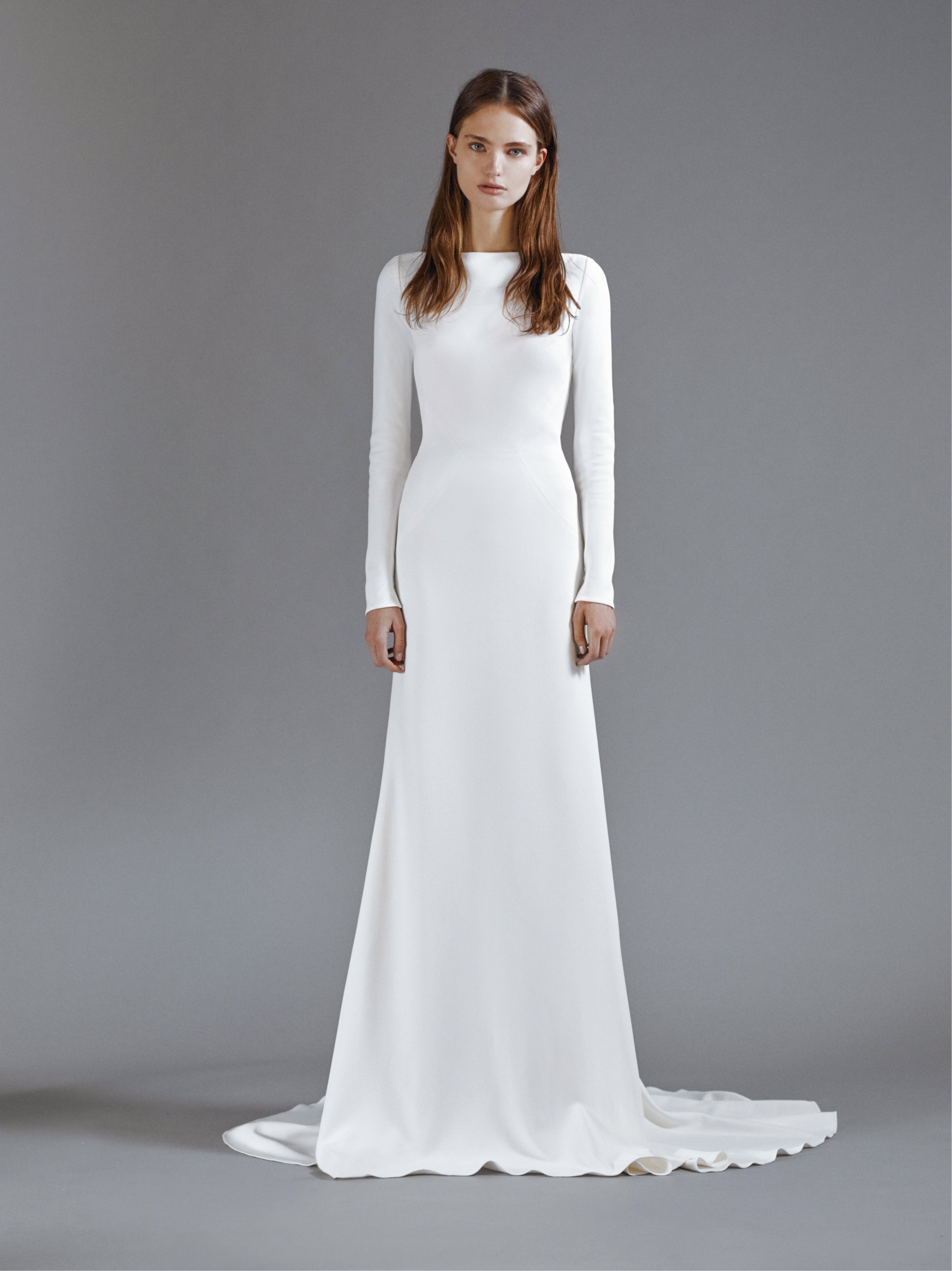 Ivy Boat Neck Long Sleeve Reception Dress
