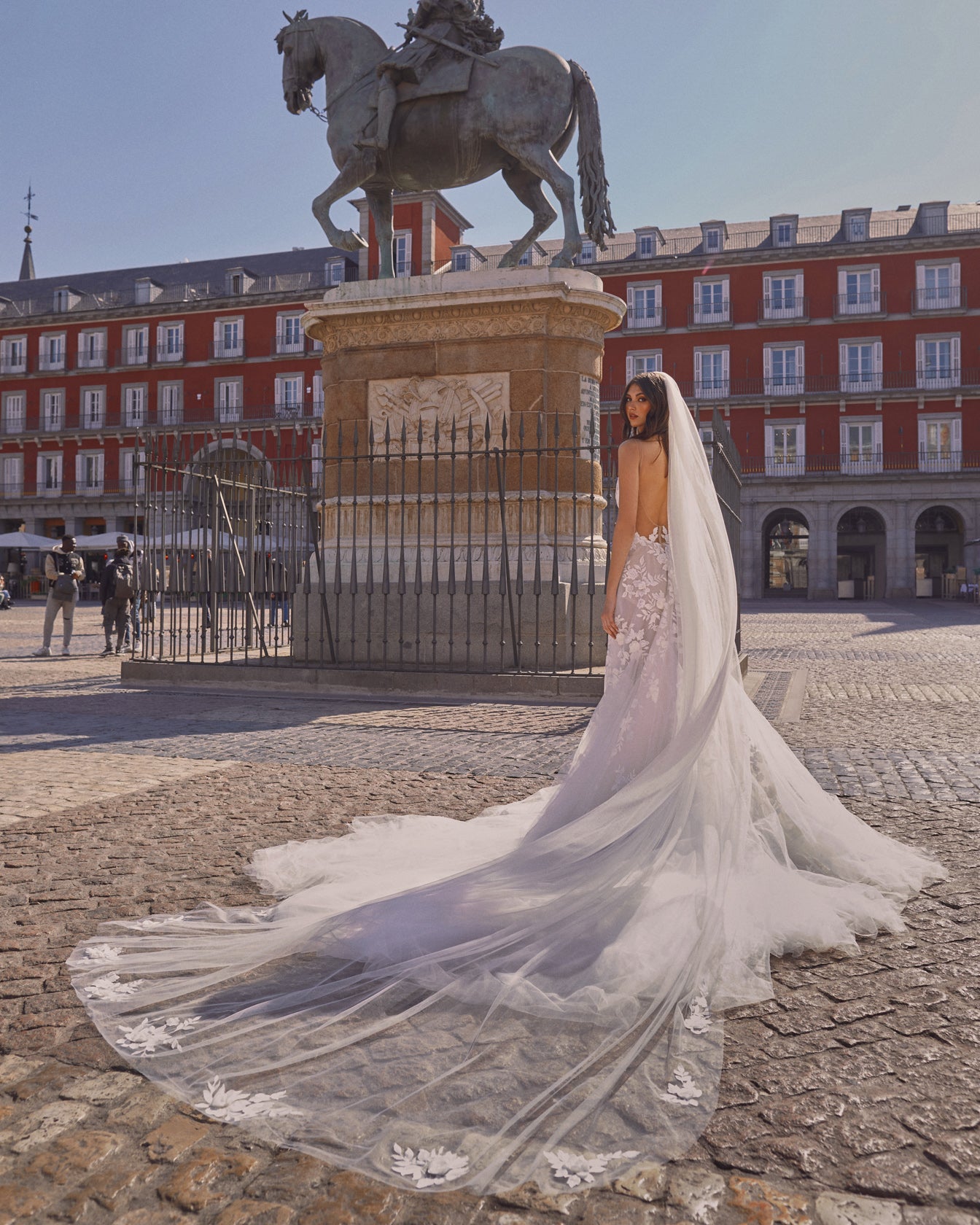Julie | V plunge Tulle Flower Embellished Wedding Dress Julie | V plunge Tulle Flower Embellished Wedding Dress