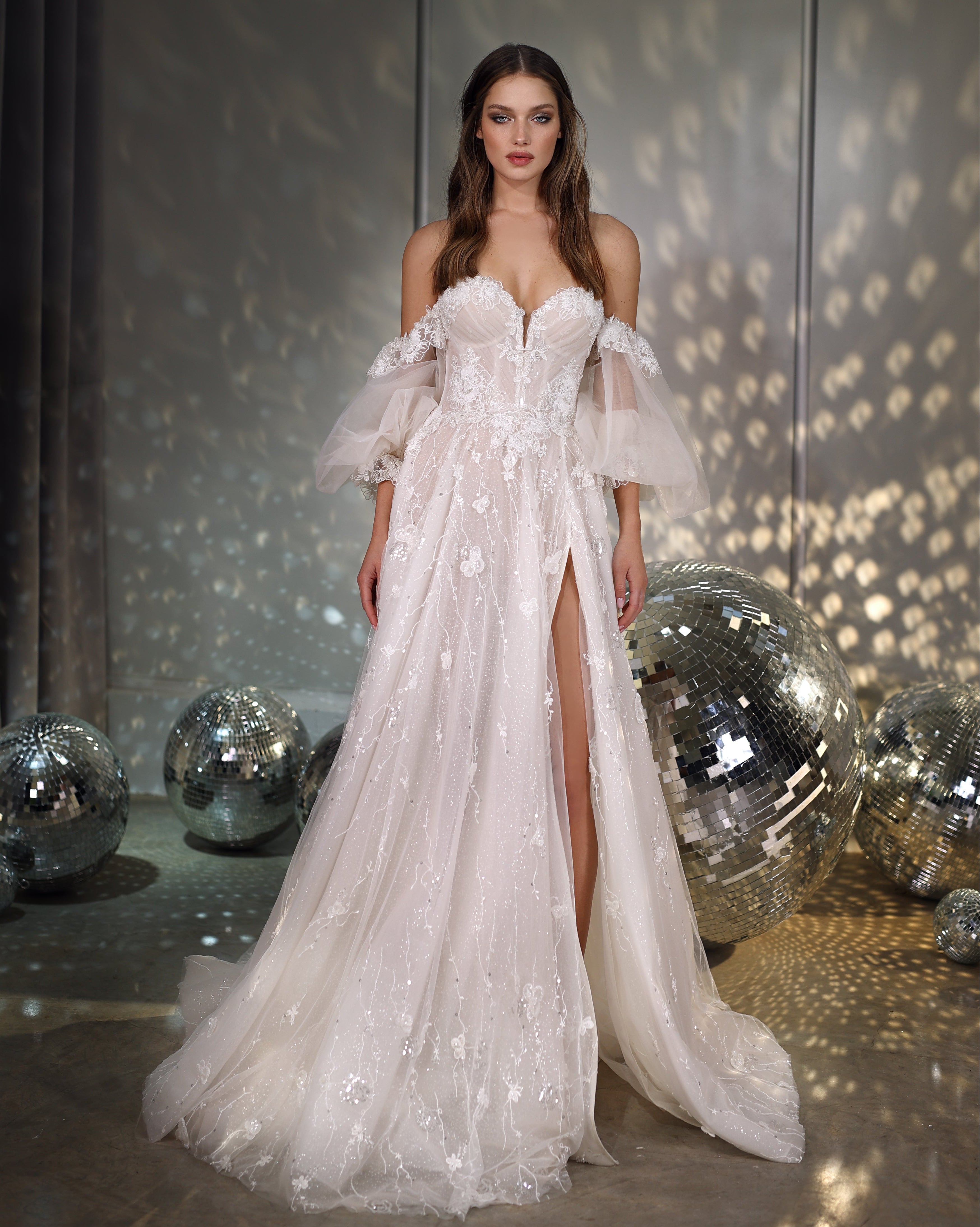 Luce Sheer Corset Tulle Princess Wedding Dress - Main Image