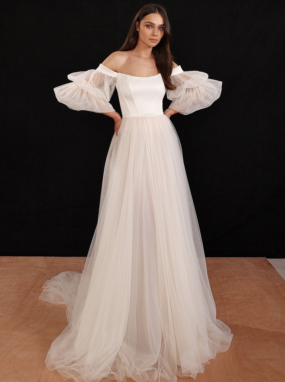 Puff Sleeved Princess Wedding Dress