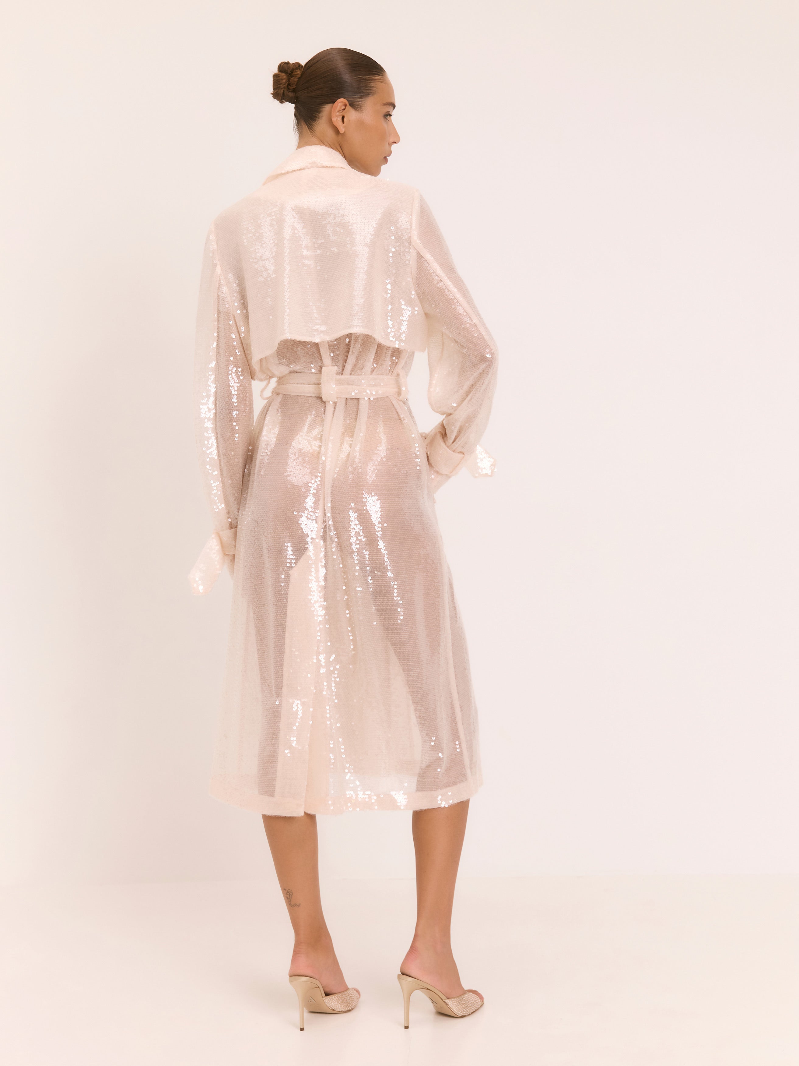 Orlena | Sheer Sequin Trenchcoat