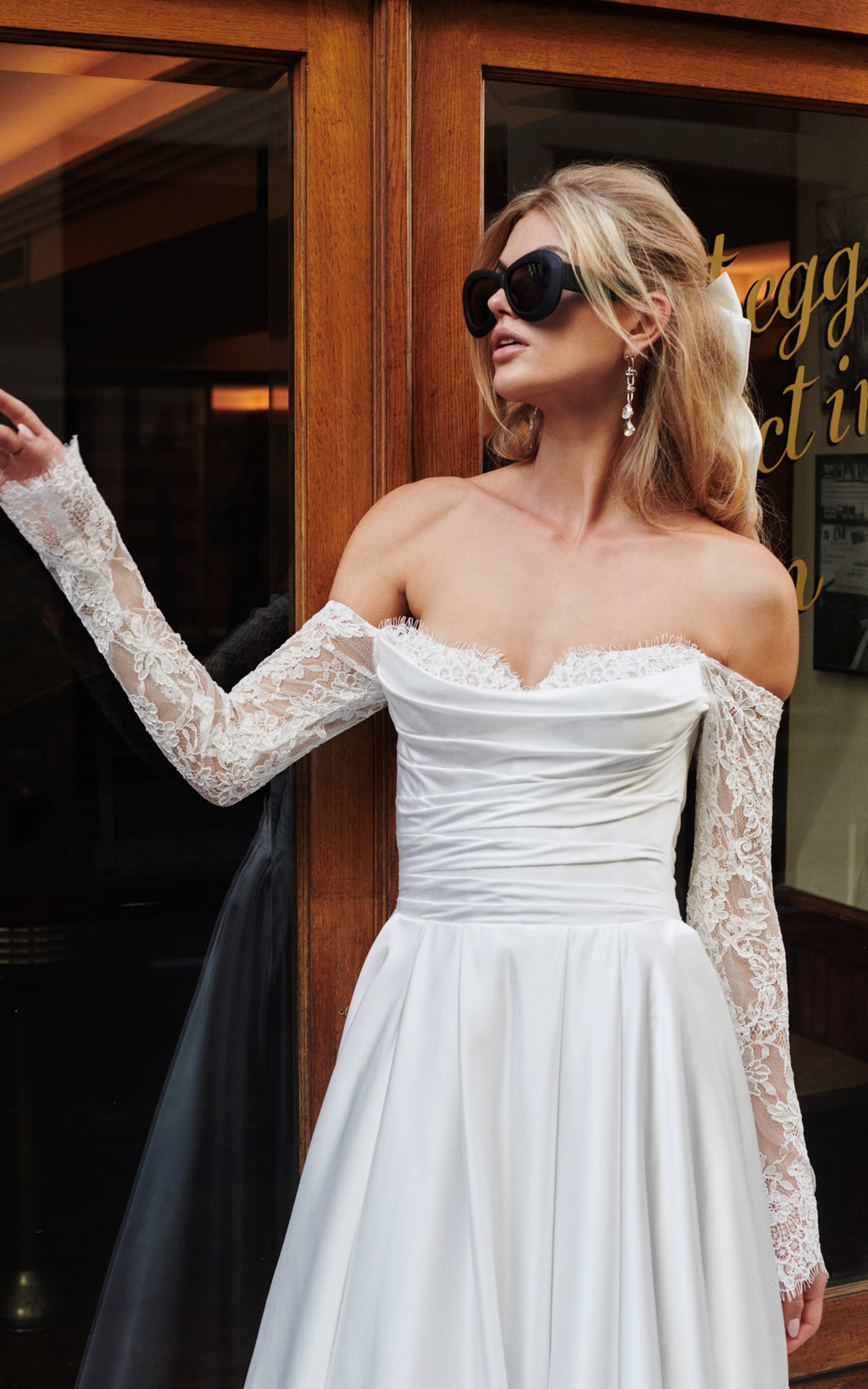 Rita Draped French Lace Wedding Dress