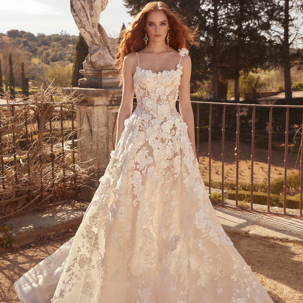 Rosemary | 3D Floral Embellished Lace A line Corset Wedding Dress Rosemary | 3D Floral Embellished Lace A line Corset Wedding Dress