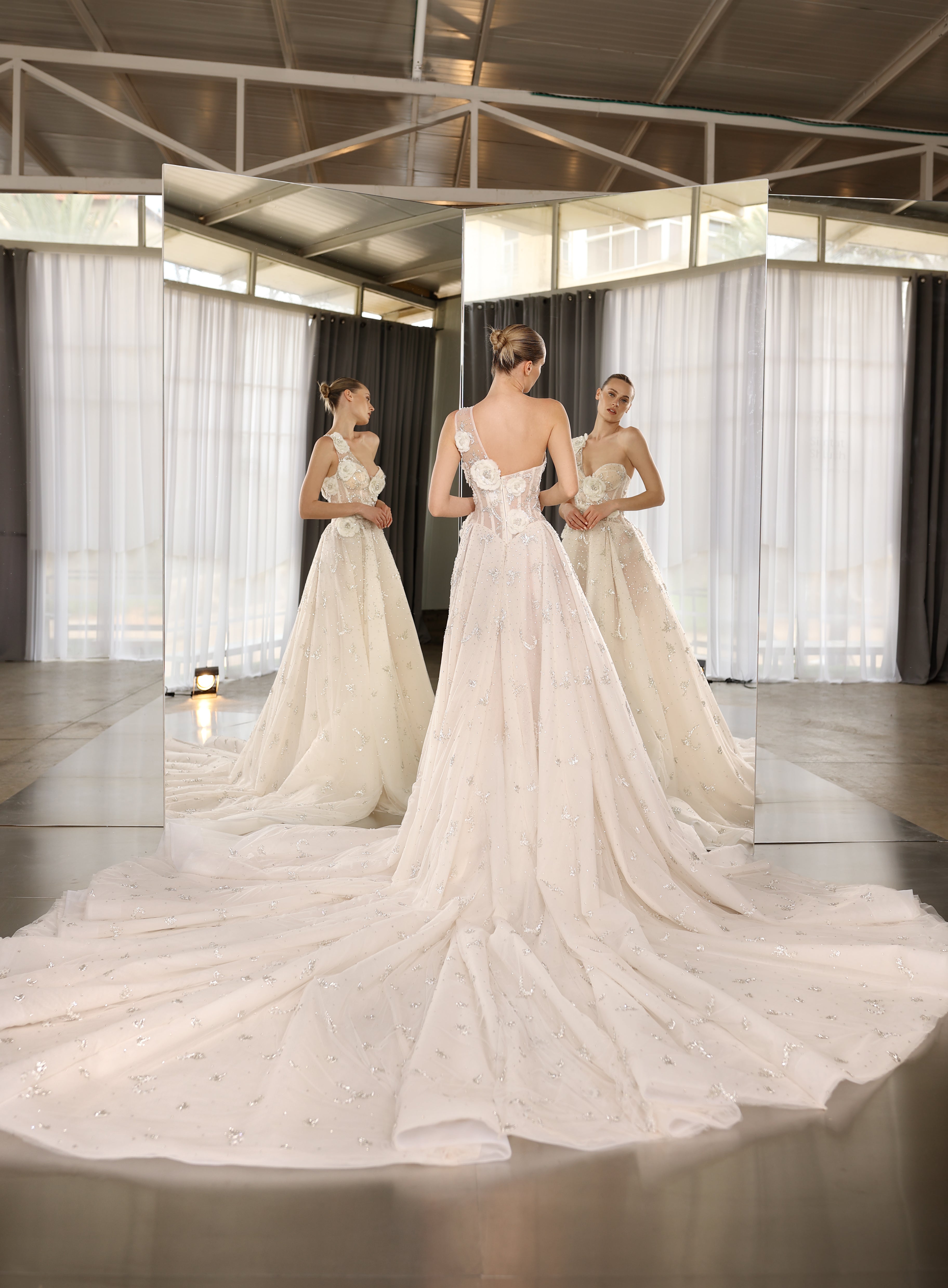 Soleil Asymmetric Modern Princess Wedding Dress