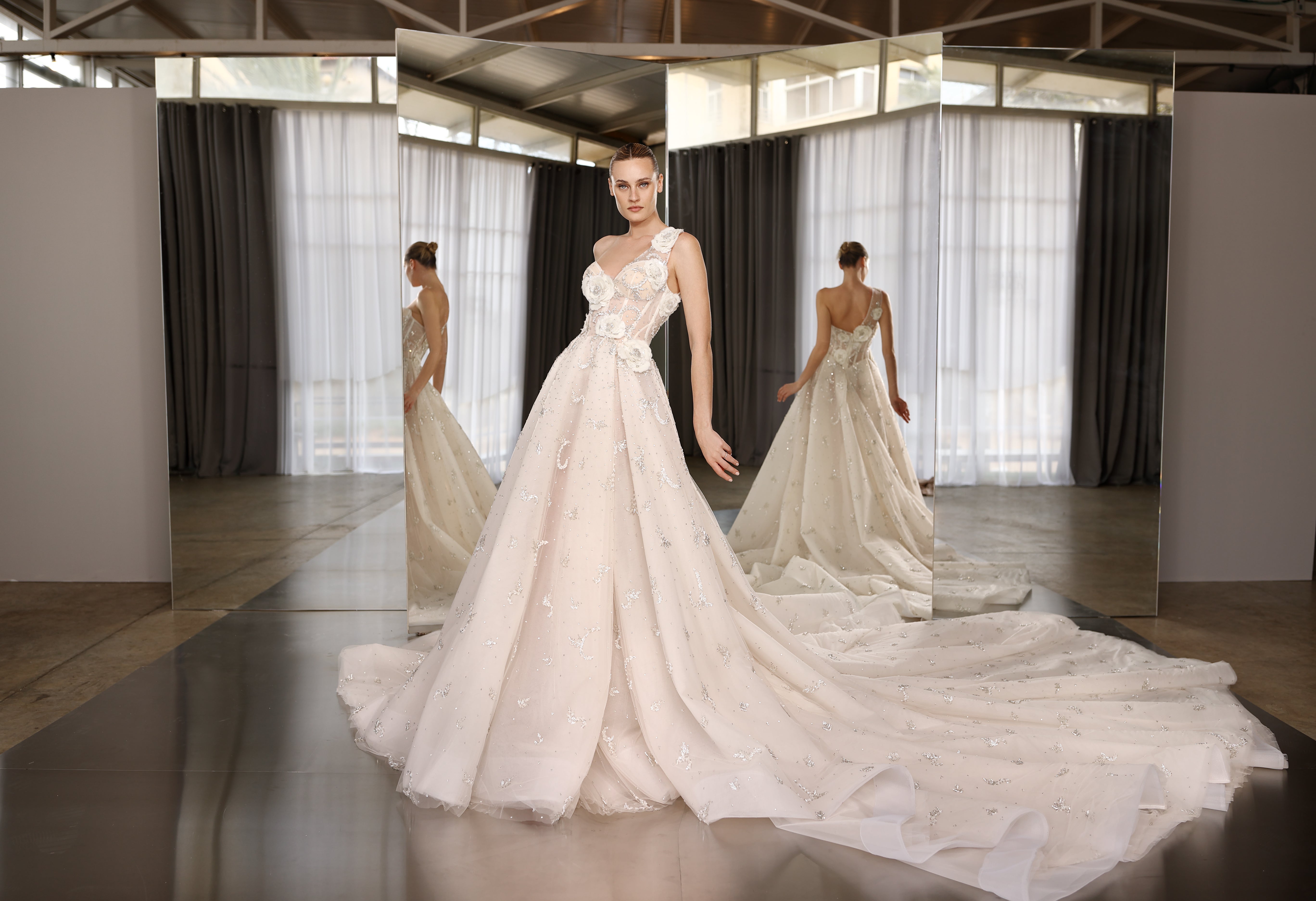 Soleil Asymmetric Modern Princess Wedding Dress