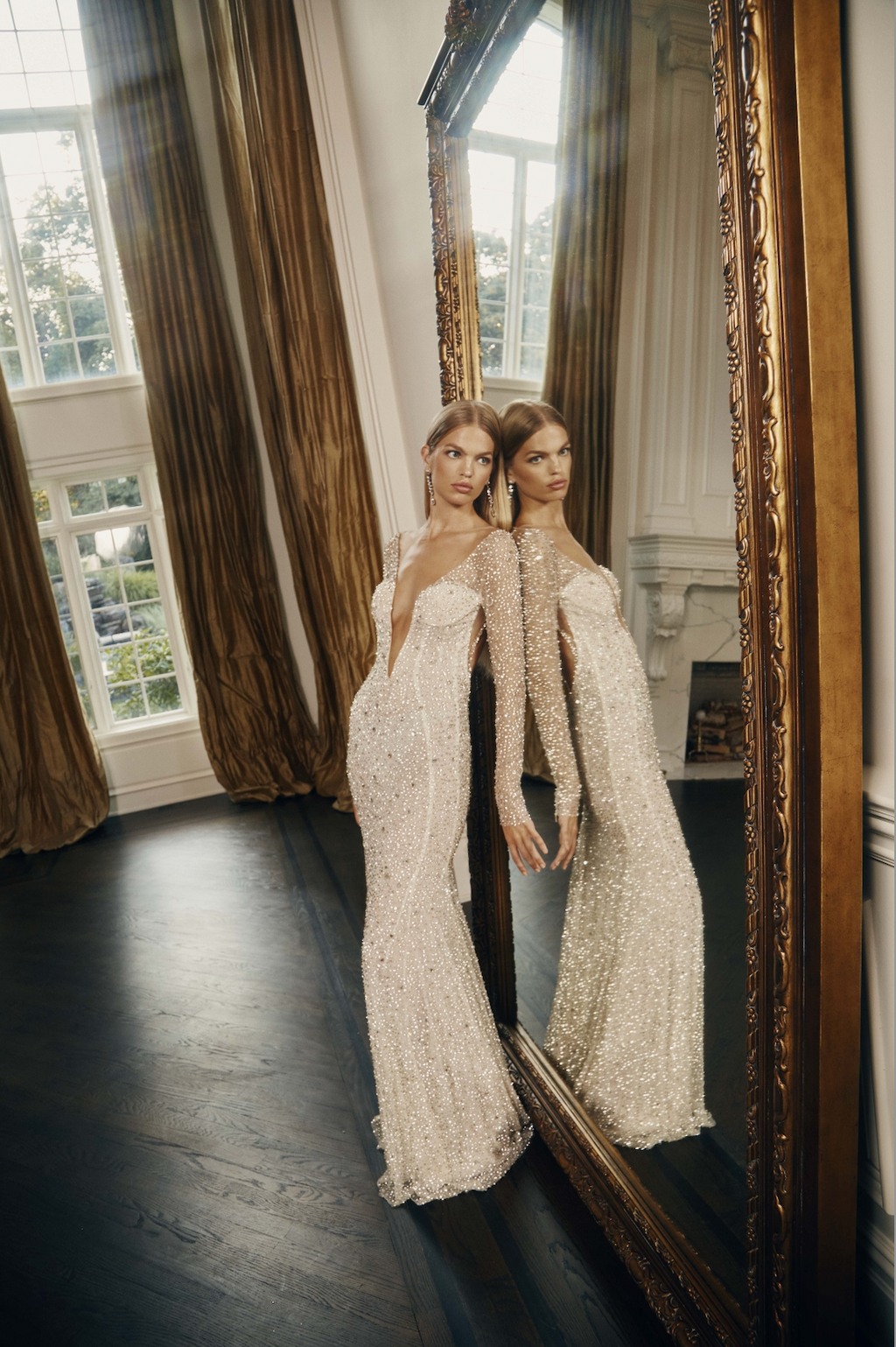 white and gold wedding dress with sleeves Luxury Gold Lace Ball Gown Wedding Dress main image 1