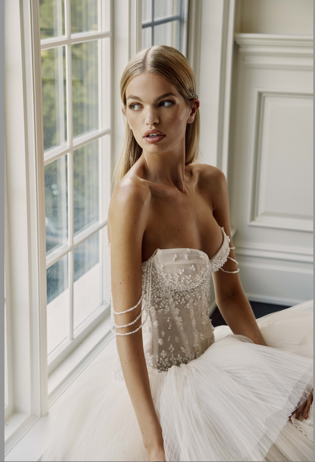 Diamond Tulle Crystal Embellished Corset Wedding Dress