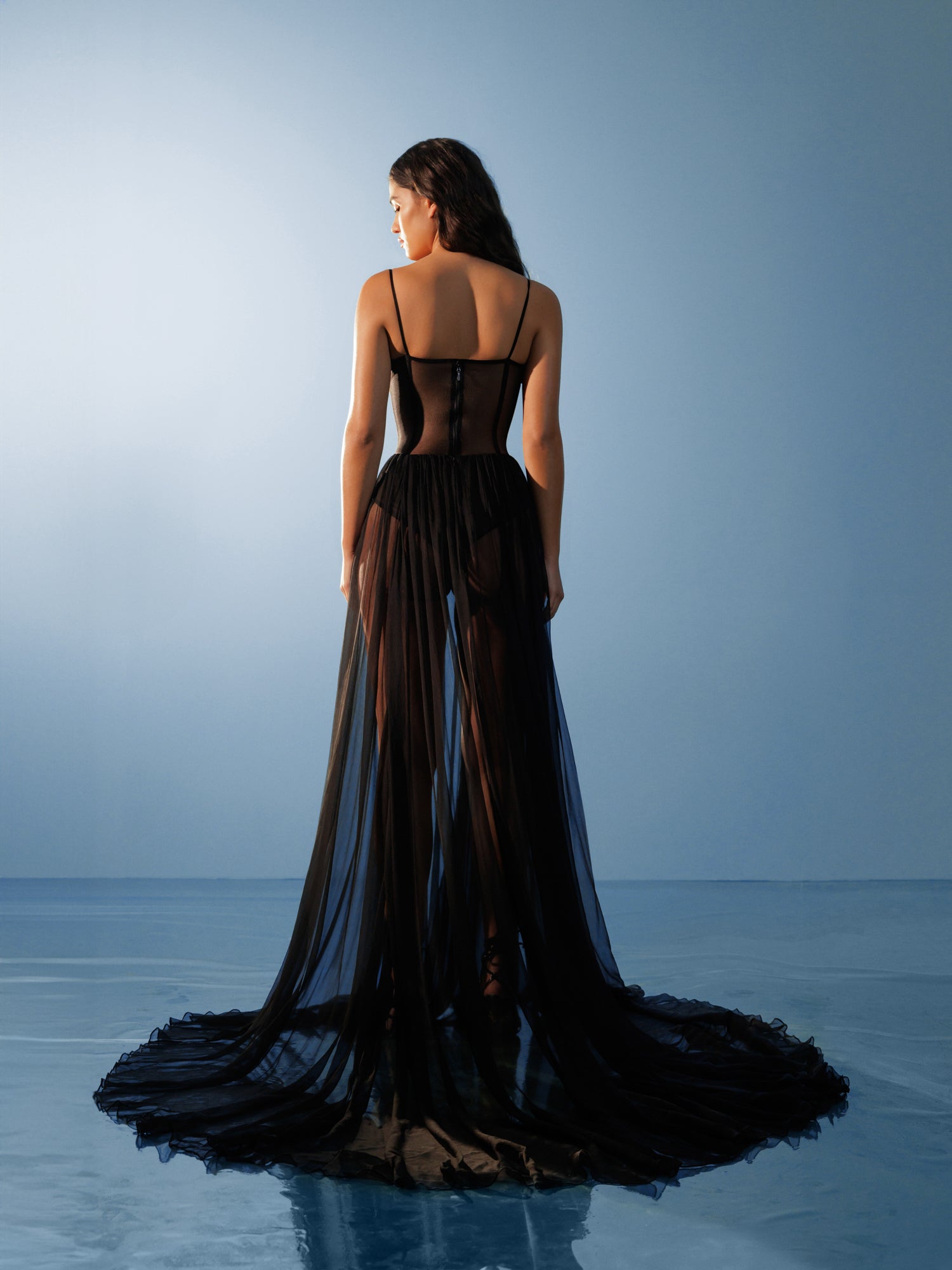 Storm | Black Chiffon Embellished Evening Gown Storm | Black Chiffon Embellished Evening Gown