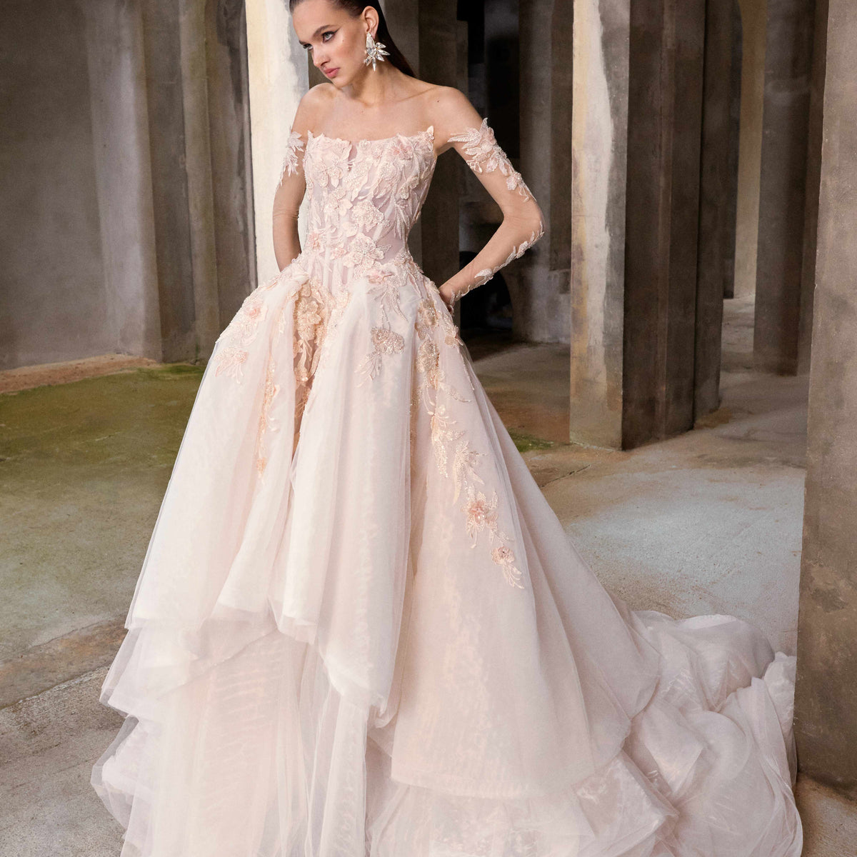 chinese dress ladies Gorgeous Pink Layers Tulle Ball Gown Wedding Dresses SW597 main image 0