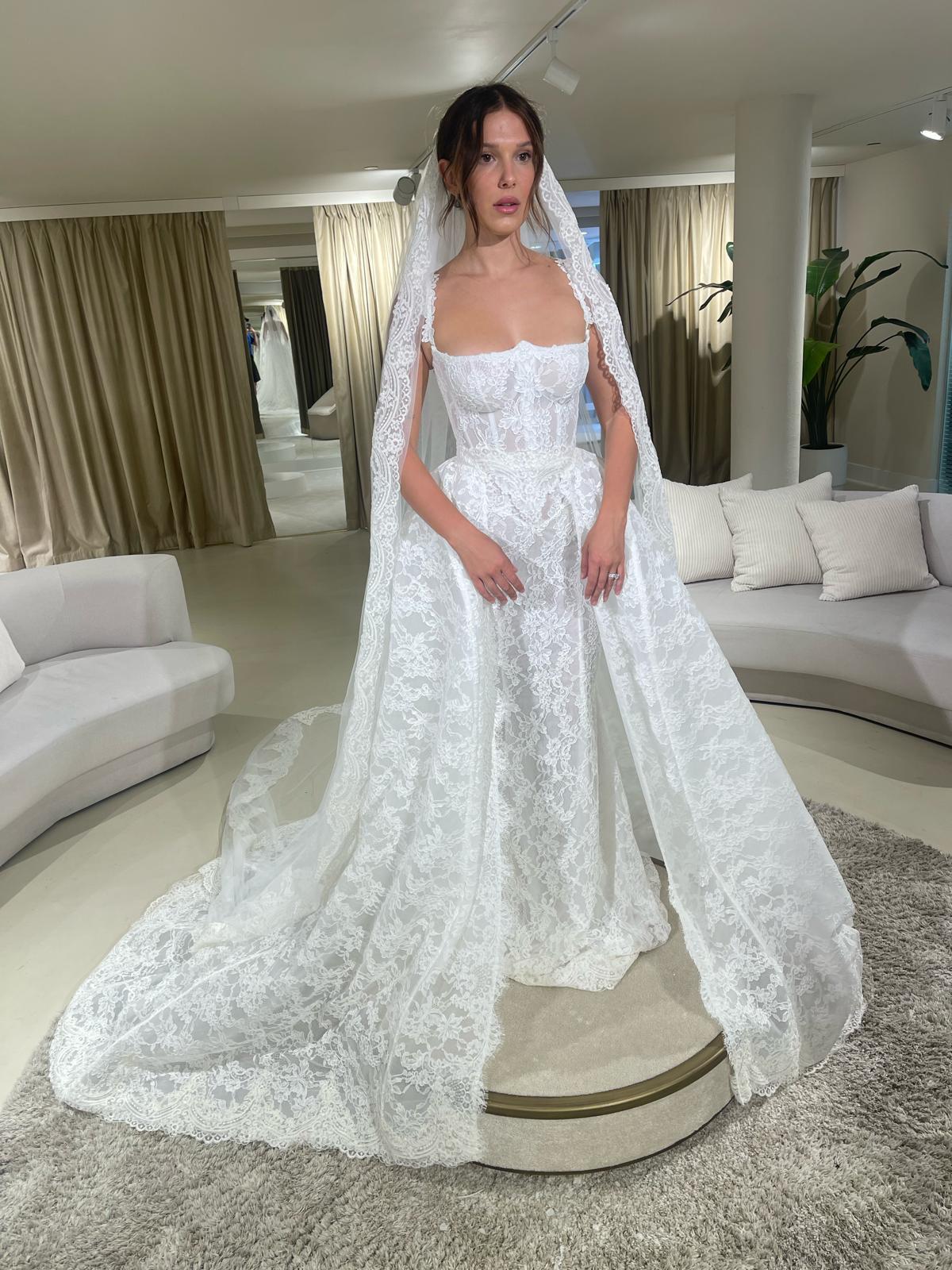 Millie Bobby Brown Wears Custom Galia Lahav for the Enola Holmes 3 Wor