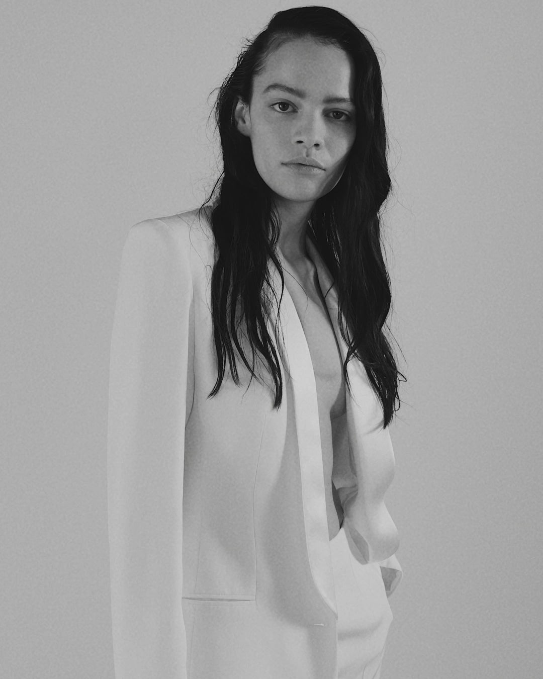 Anelise Jacket | Ivory Crepe Tuxedo Jacket