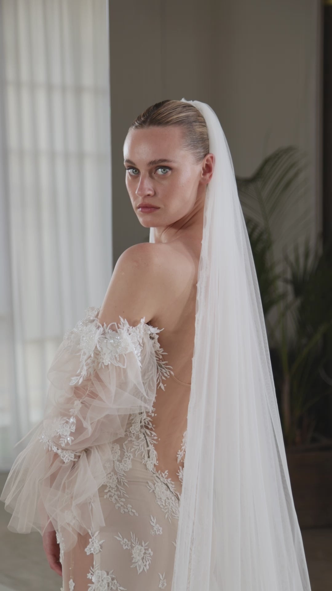 Denise Veil | Cathedral Length Double Lace Trim Veil