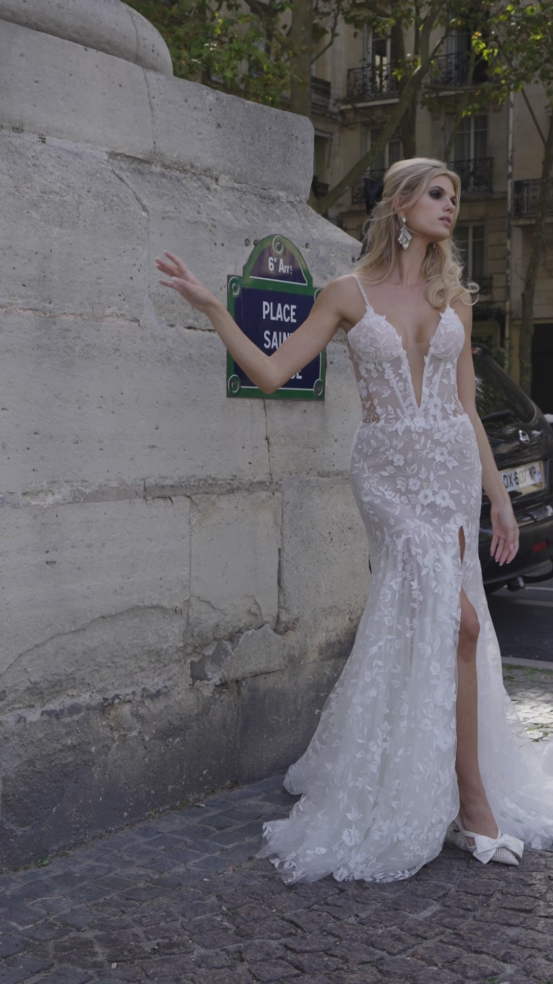 Adore | Plunge Neck Floral Mermaid Wedding Dress
